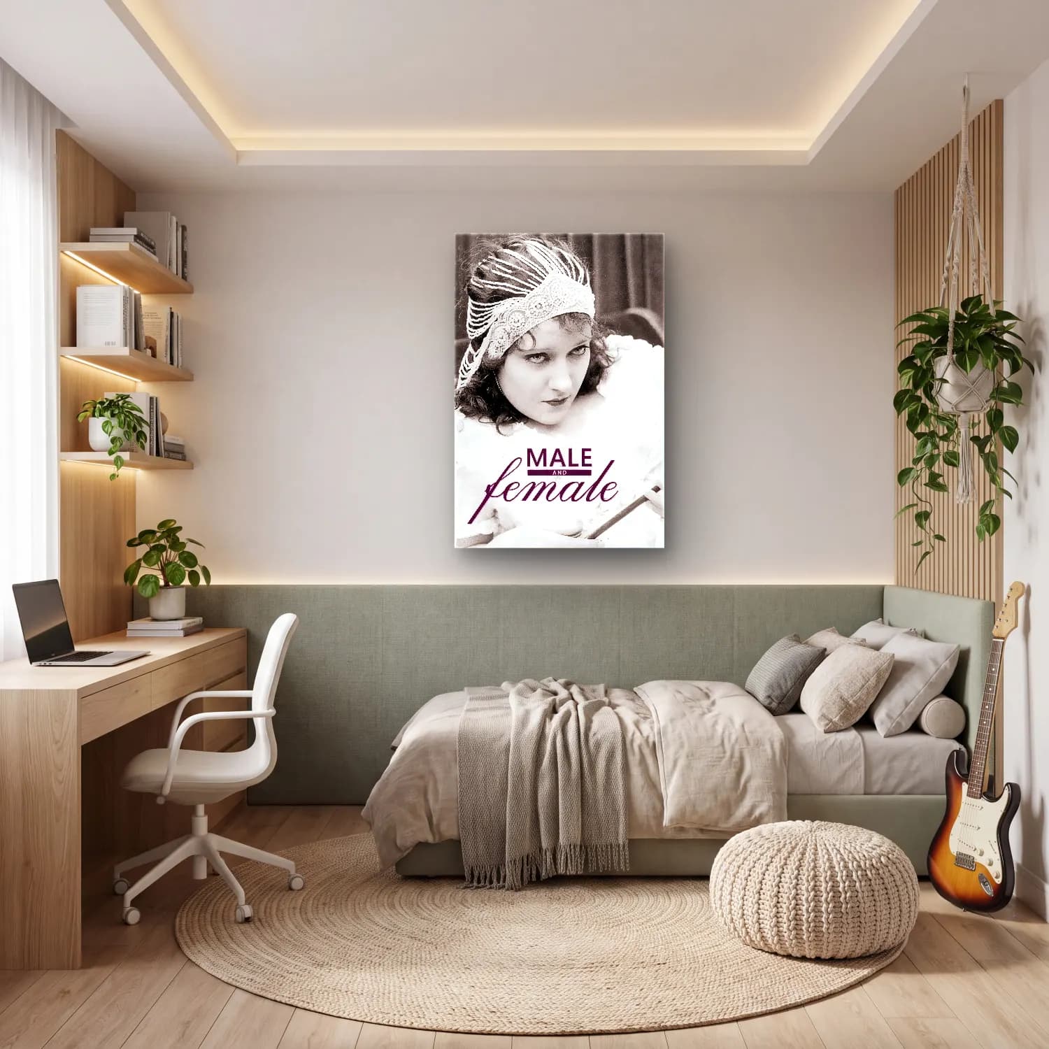 Vintage Poster Şapkalı Kadın No. 13 cam tablo — genç odasında