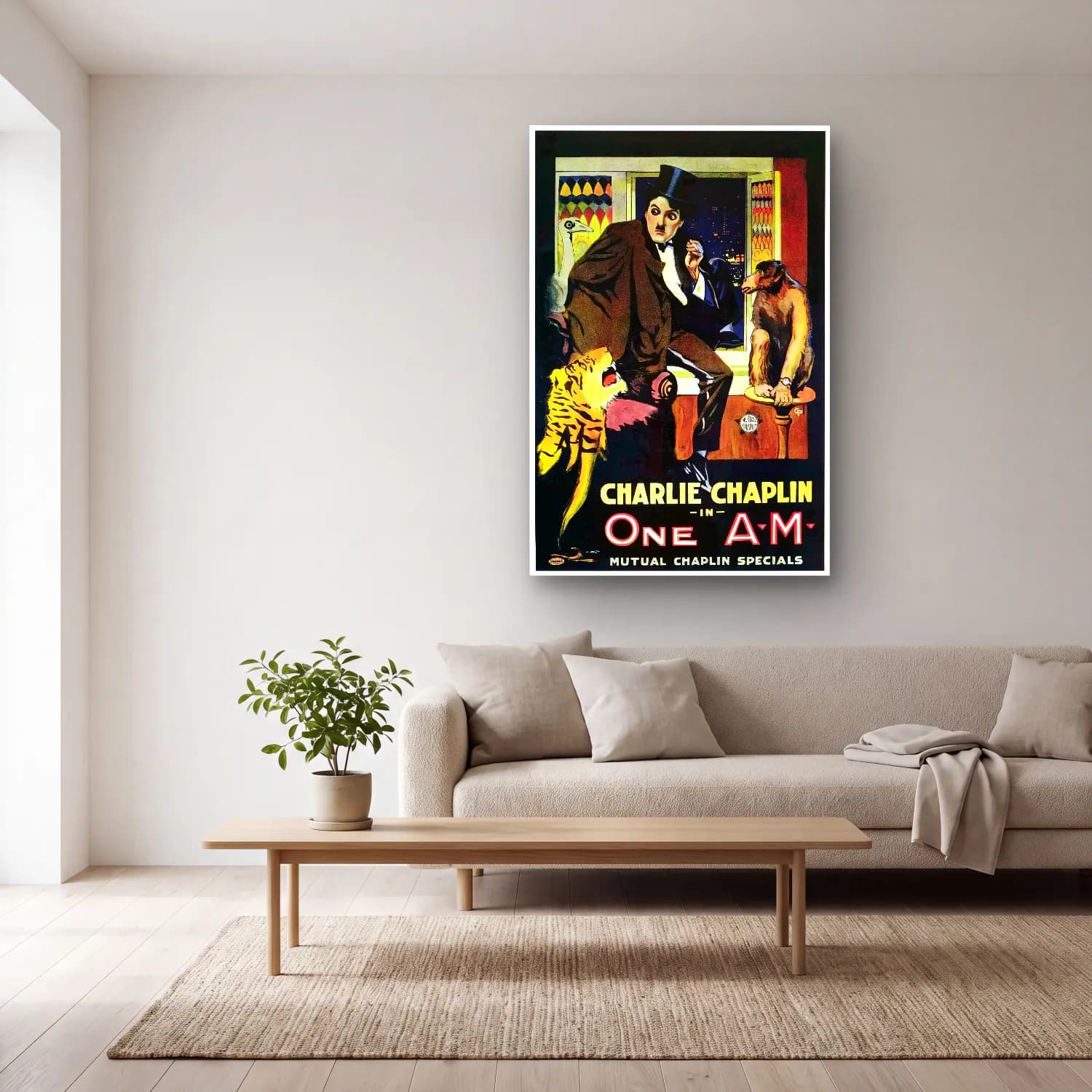 Vintage Poster Vintage İç Mekân No. 3 cam tablo — açık renk salonda
