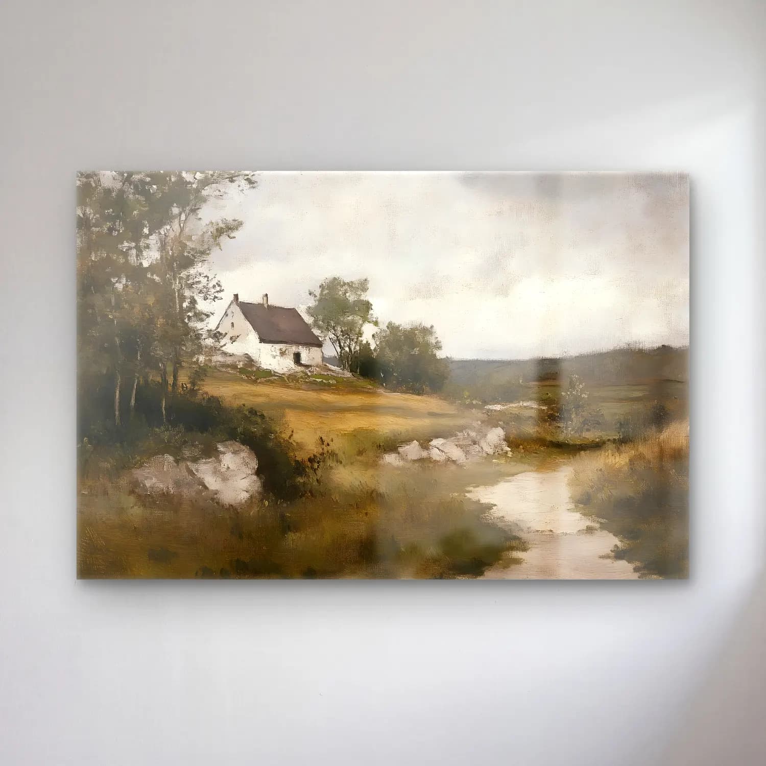 Yağlı Boya Kır Evi No. 45 cam tablo — Yağlı Boya Kır Evi No. 45 — yağlı boya kır evi