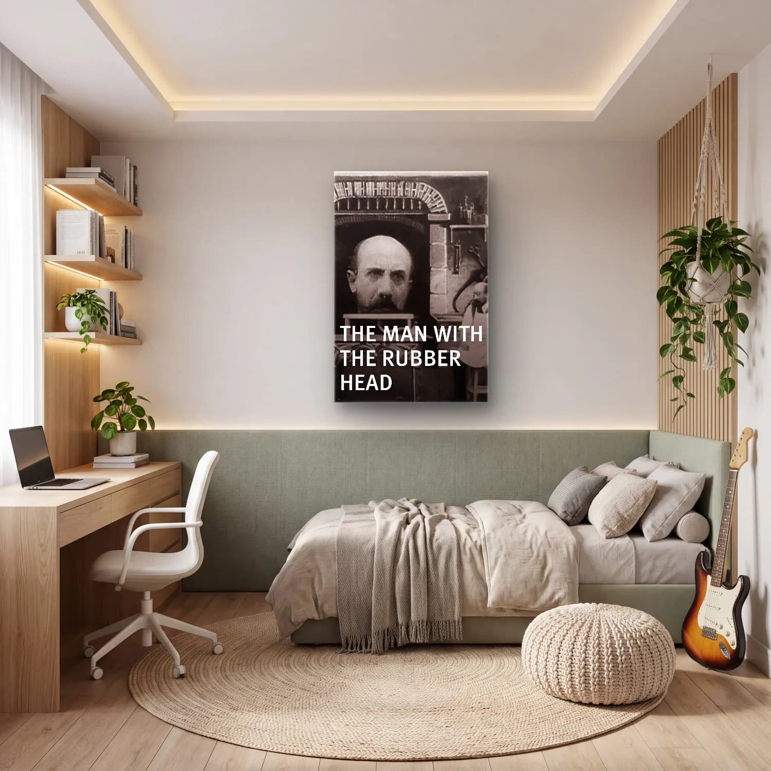 Vintage Poster Erkek Portresi No. 7 cam tablo — genç odasında