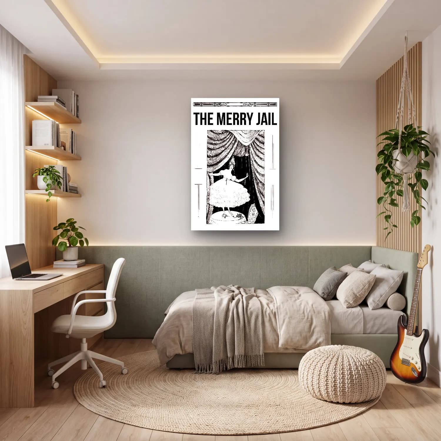 Vintage Poster Balerin – Siyah Beyaz Tonlar cam tablo — genç odasında