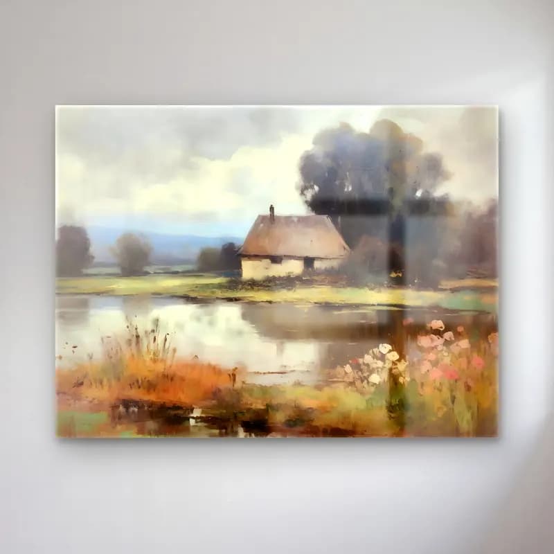 Yağlı Boya Kır Evi No. 50 cam tablo — Yağlı Boya Kır Evi No. 50 — yağlı boya kır evi