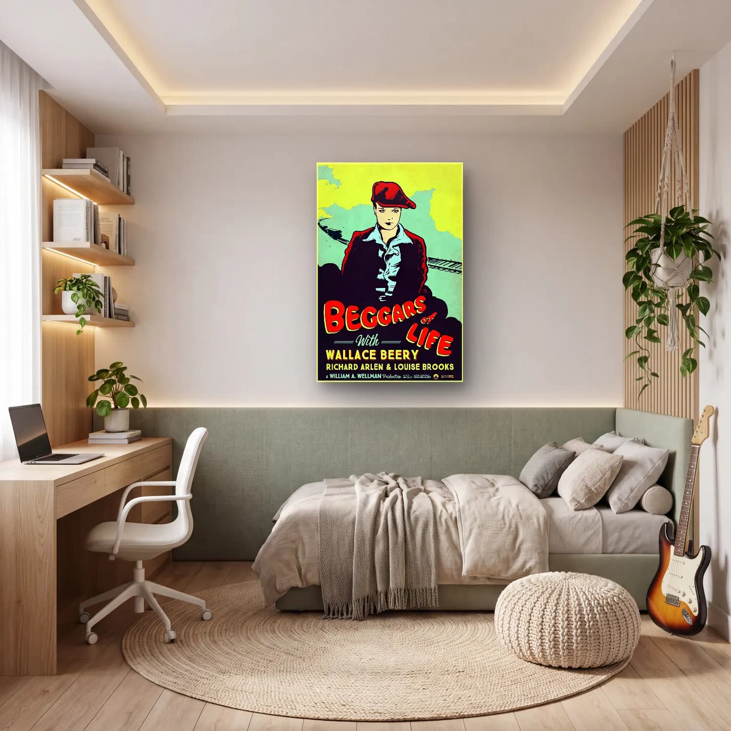 Vintage Poster Şapkalı Kadın No. 14 cam tablo — genç odasında