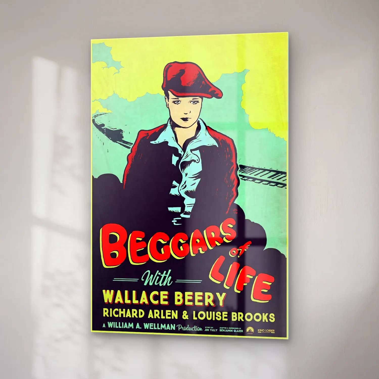 Vintage Poster Şapkalı Kadın No. 14 cam tablo — sağ açıdan görünüm