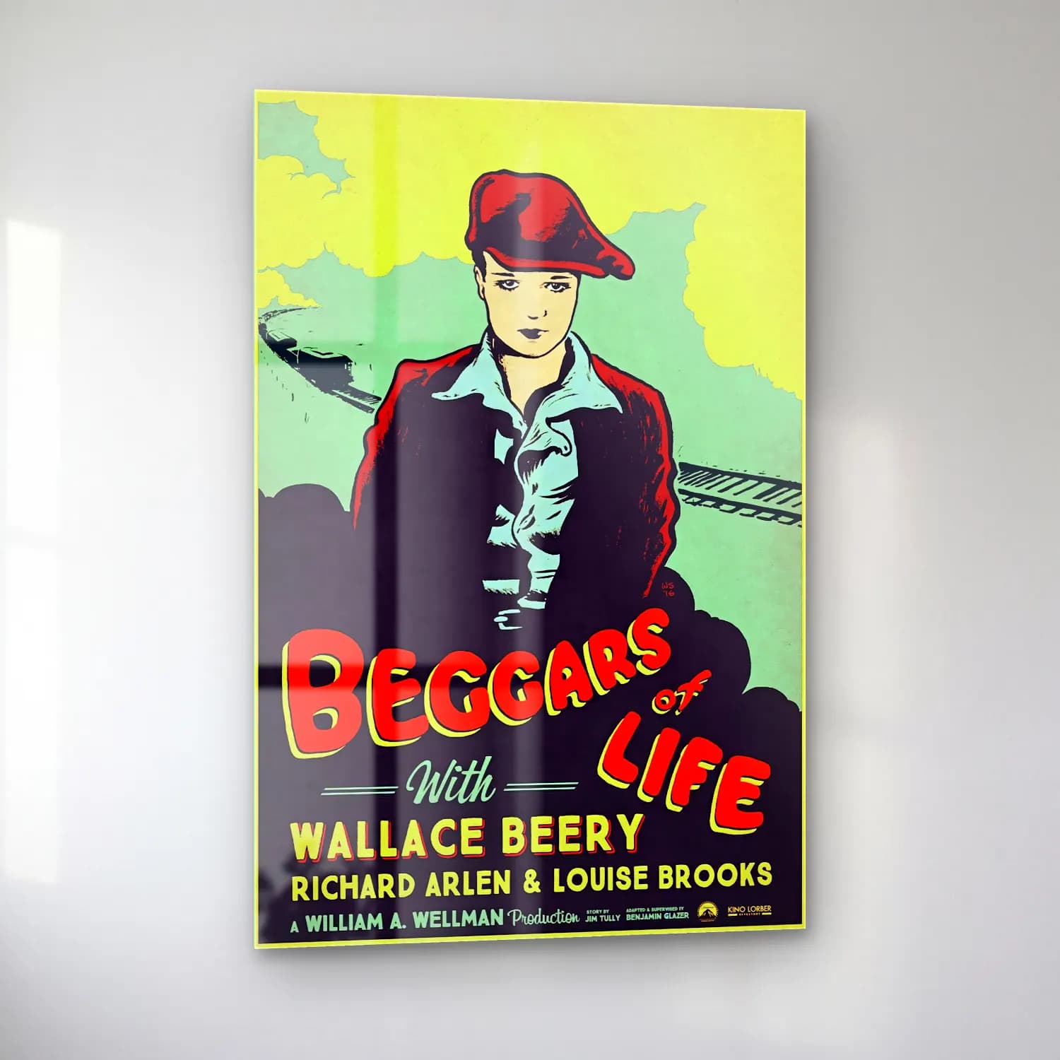 Vintage Poster Şapkalı Kadın No. 14 cam tablo — sol açıdan görünüm