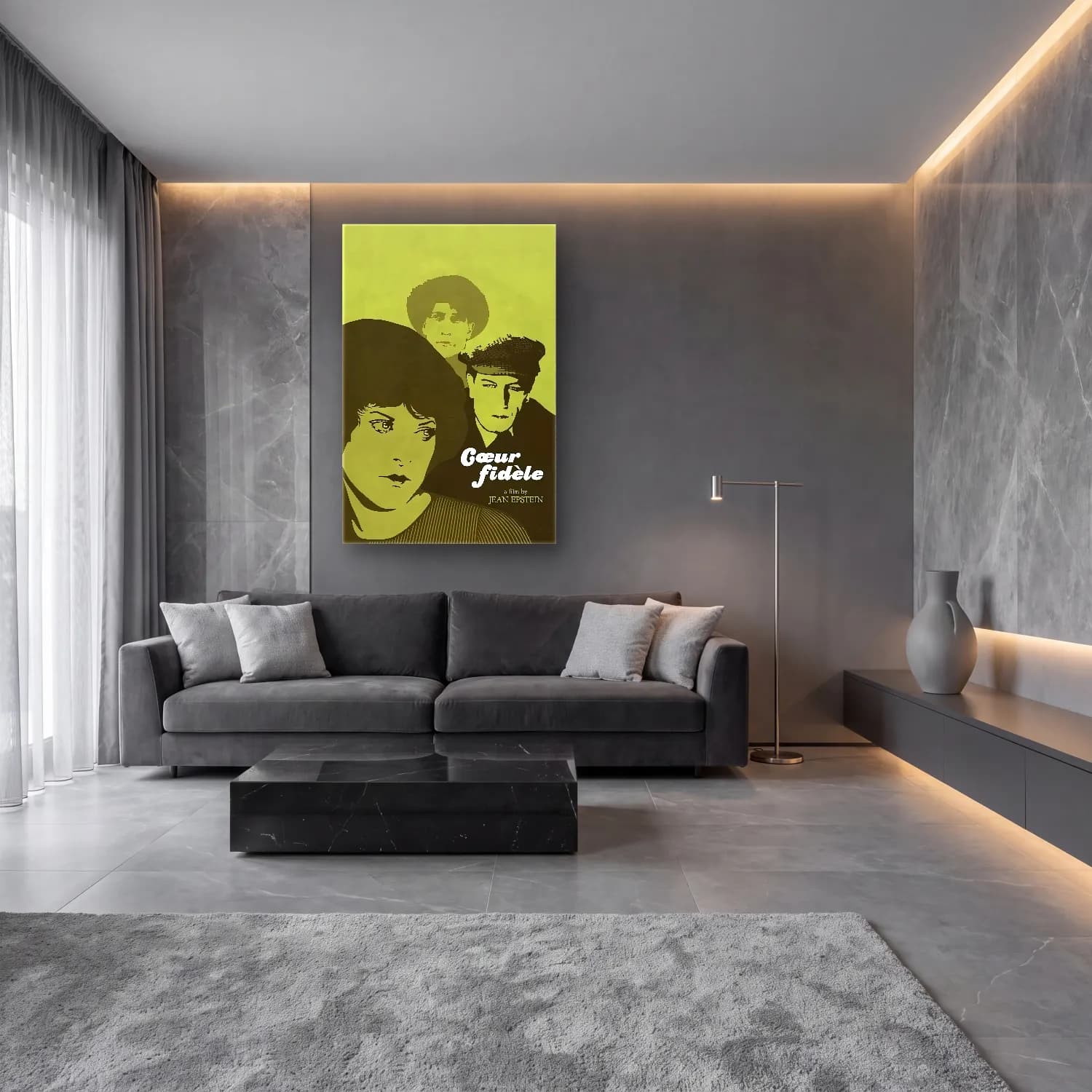 Vintage Poster Şapkalı Kadın No. 15 cam tablo — lüks salon duvarında
