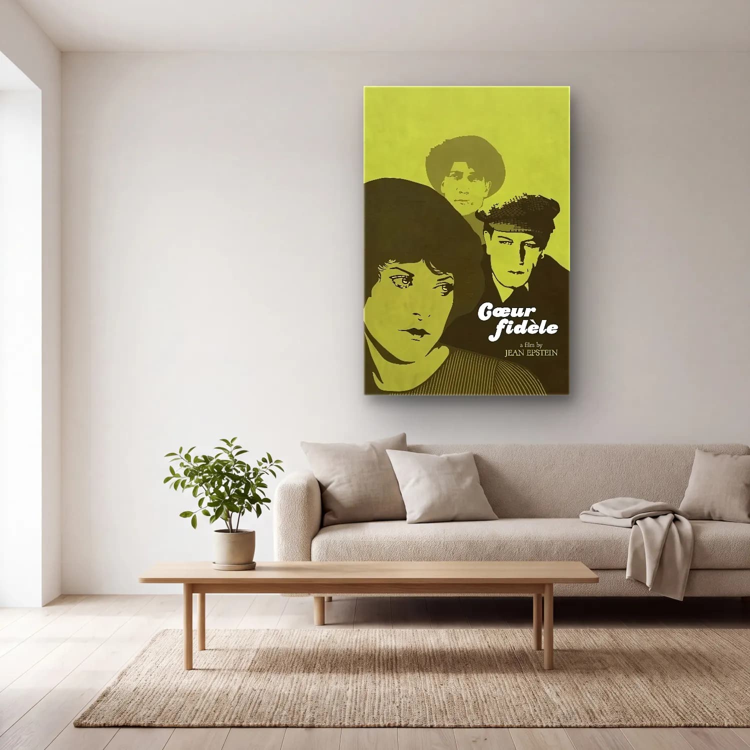 Vintage Poster Şapkalı Kadın No. 15 cam tablo — açık renk salonda
