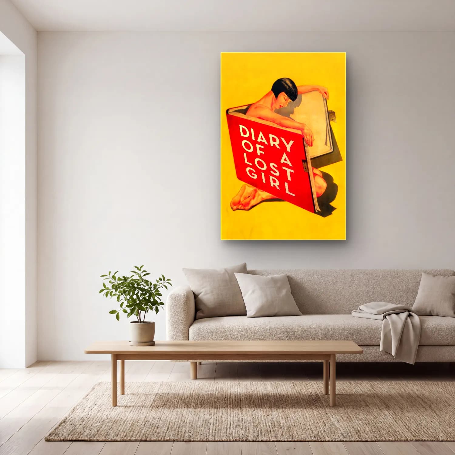 Vintage Poster Kitap Okuyan Kadın No. 18 cam tablo — açık renk salonda