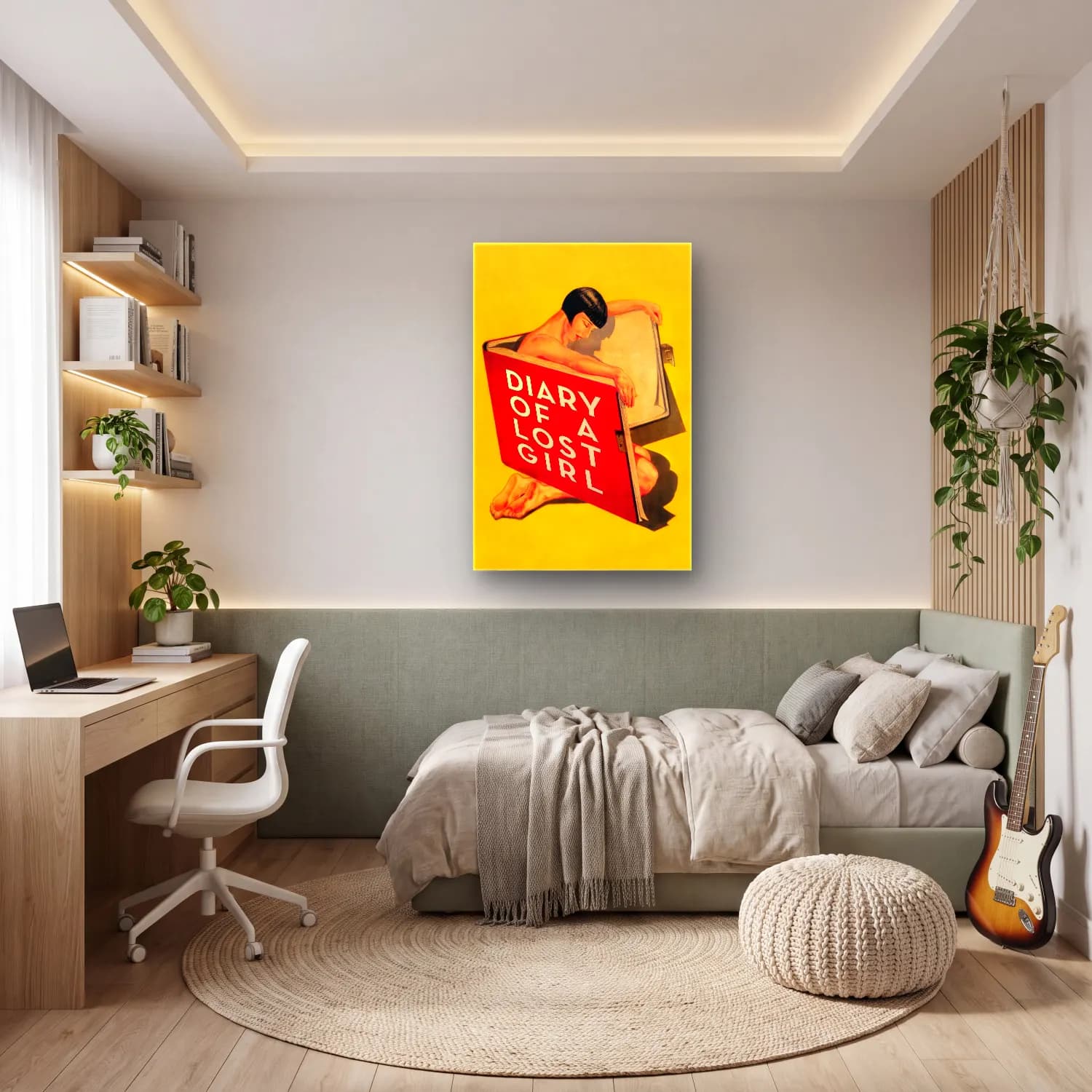 Vintage Poster Kitap Okuyan Kadın No. 18 cam tablo — genç odasında