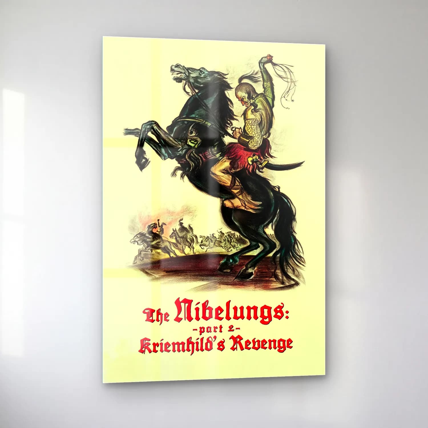Vintage Poster Atlı No. 6 cam tablo — sol açıdan görünüm