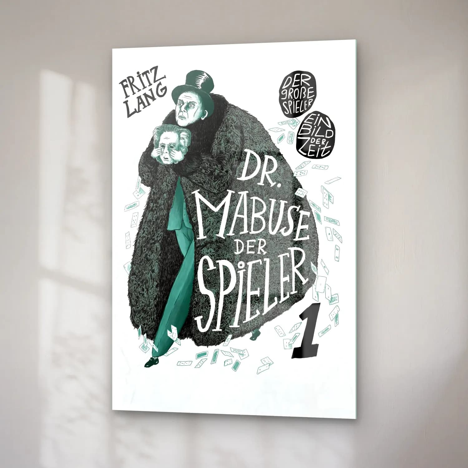 Vintage Poster Elbiseli Kadın No. 38 cam tablo — sağ açıdan görünüm