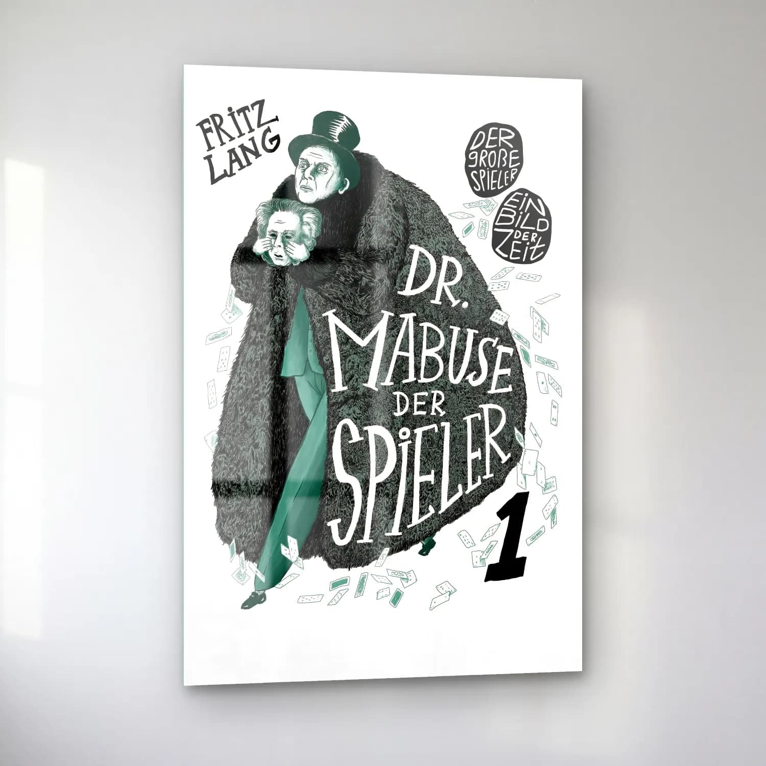 Vintage Poster Elbiseli Kadın No. 38 cam tablo — sol açıdan görünüm