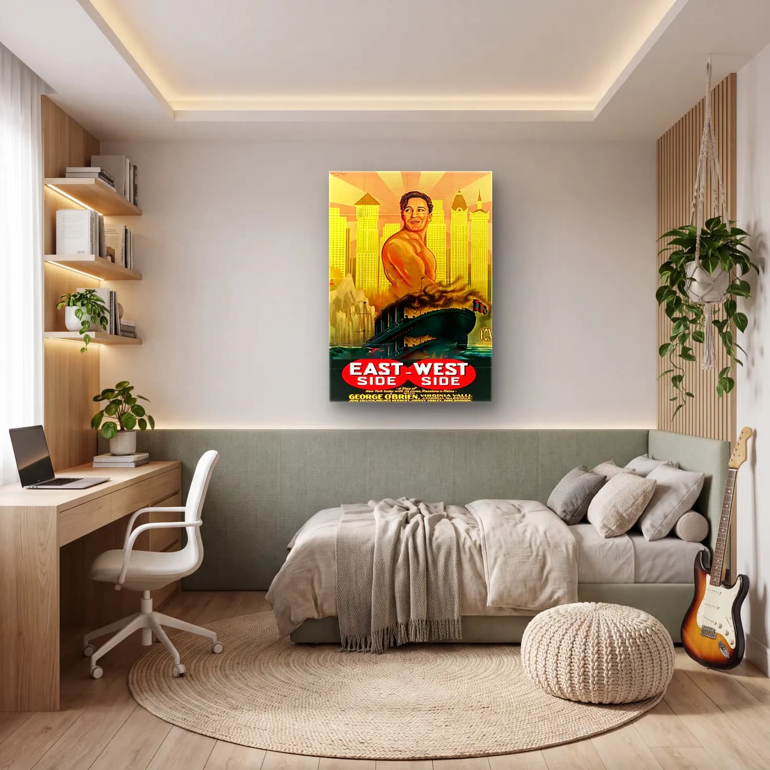 Vintage Poster Erkek Portresi No. 9 cam tablo — genç odasında