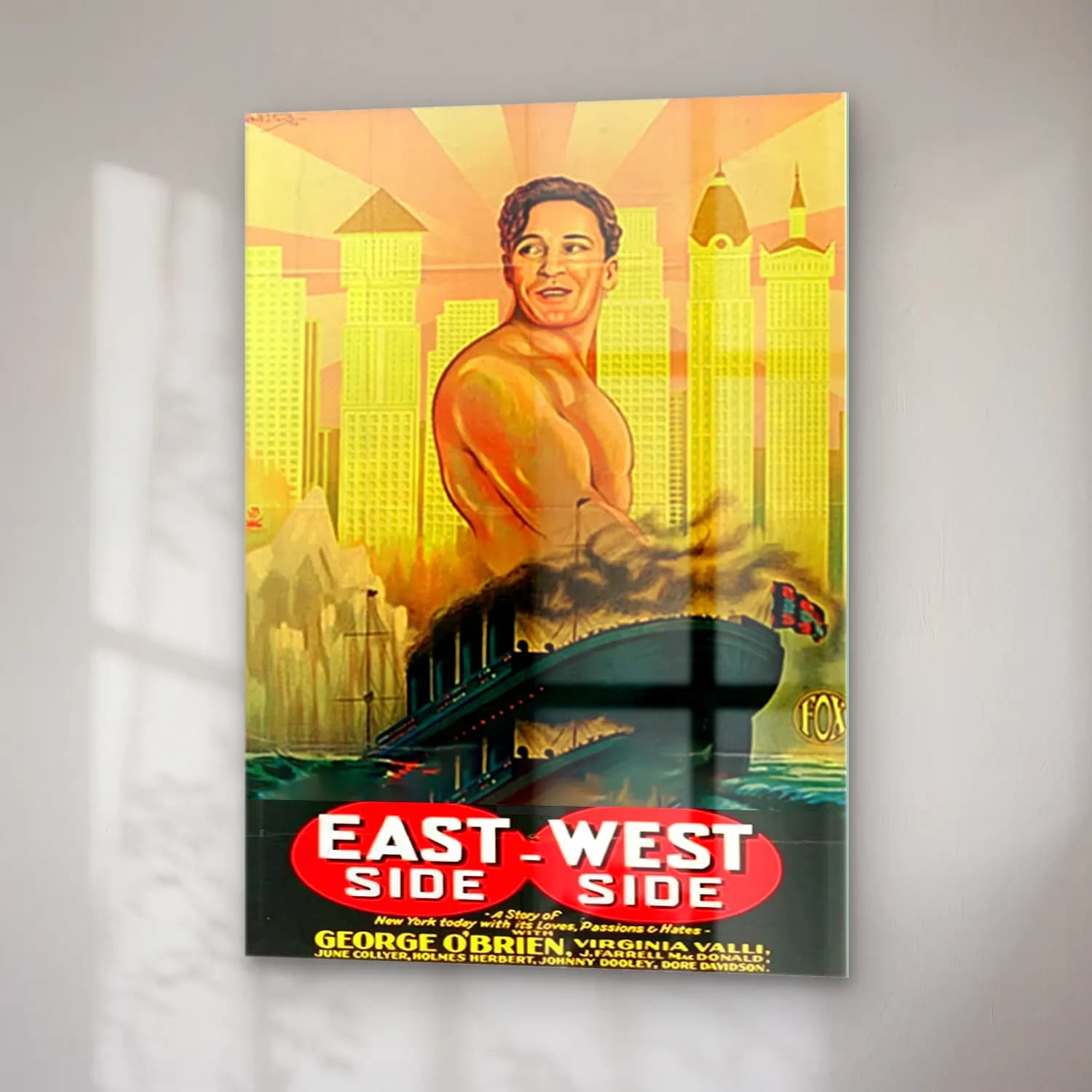 Vintage Poster Erkek Portresi No. 9 cam tablo — sağ açıdan görünüm