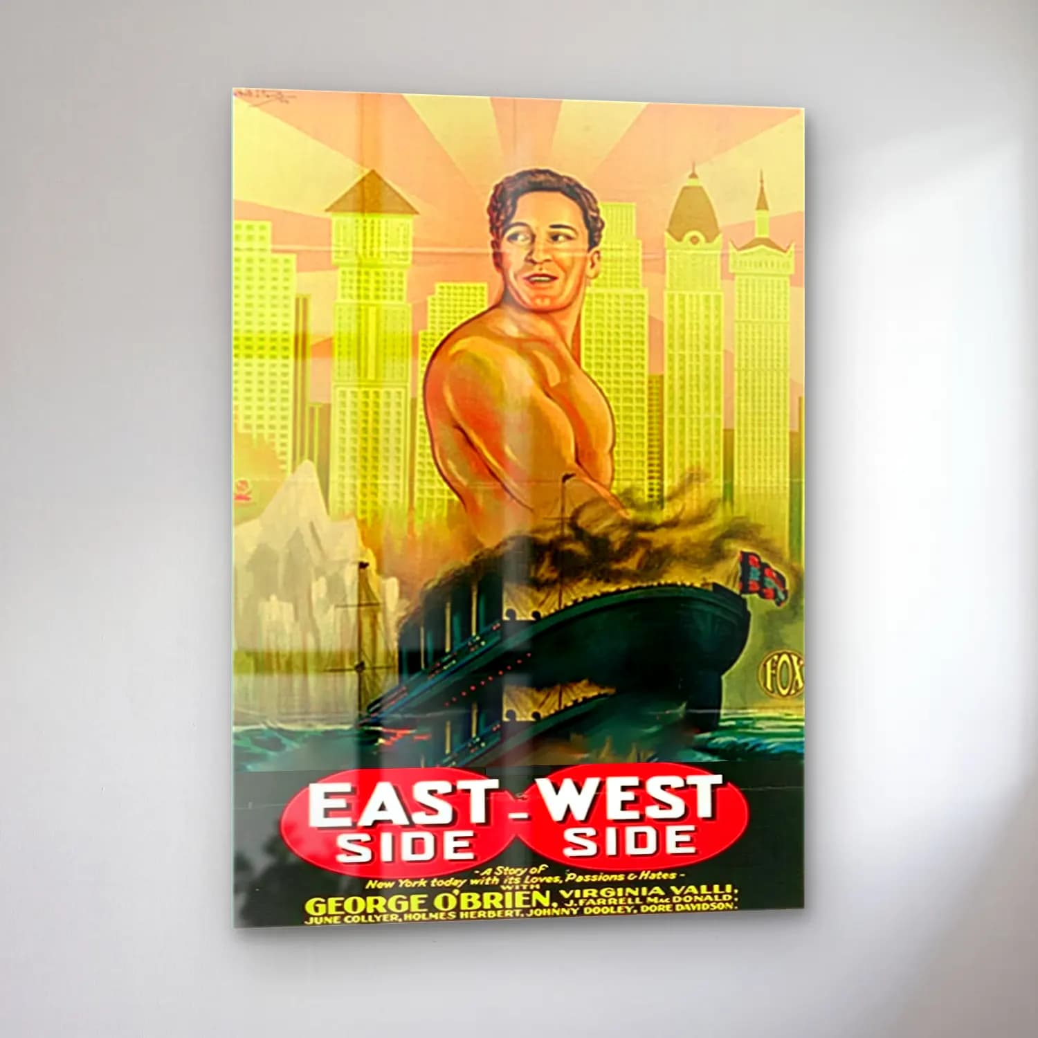 Vintage Poster Erkek Portresi No. 9 cam tablo — sol açıdan görünüm