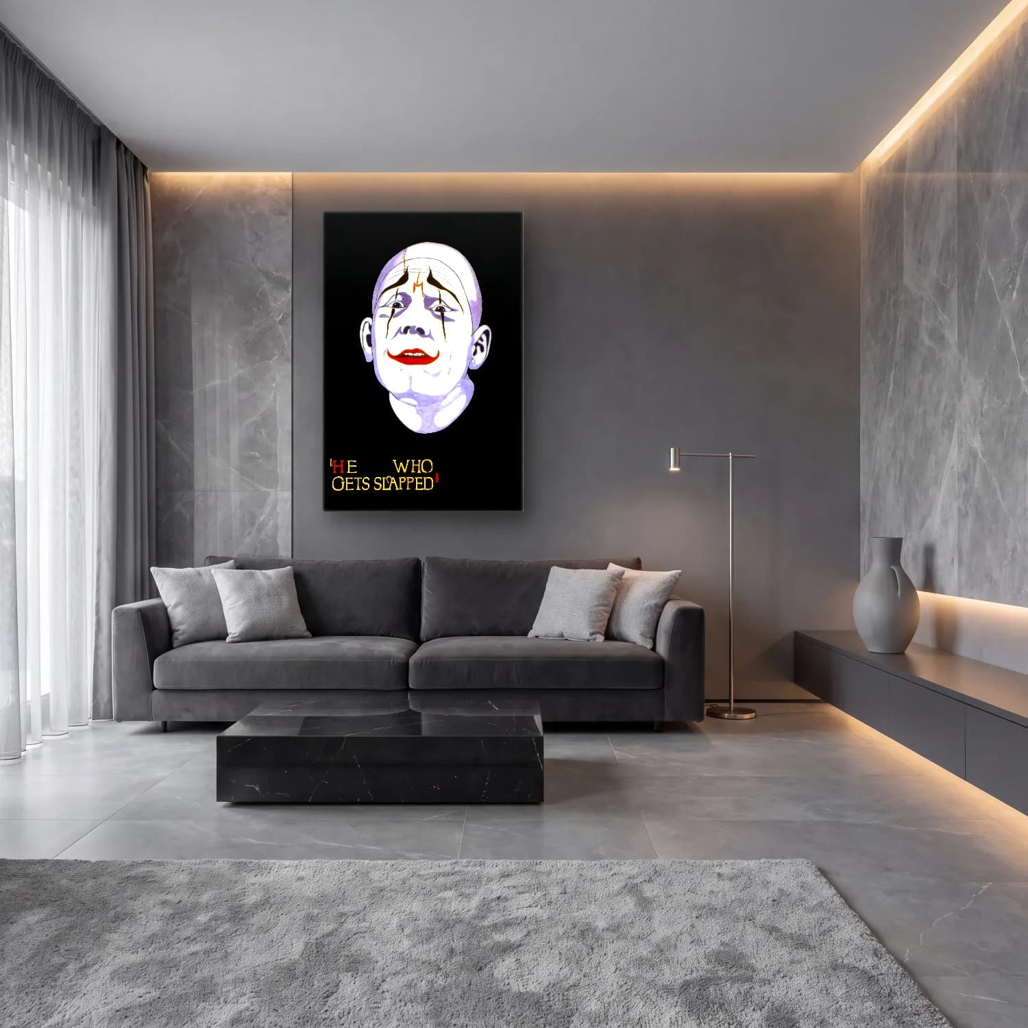 Bauhaus Erkek Portresi No. 4 cam tablo — lüks salon duvarında