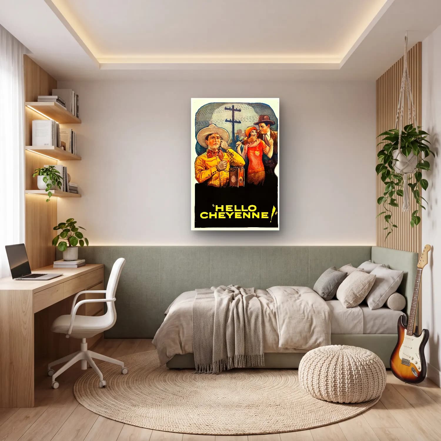 Vintage Poster Yazılı Tasarım No. 65 cam tablo — genç odasında