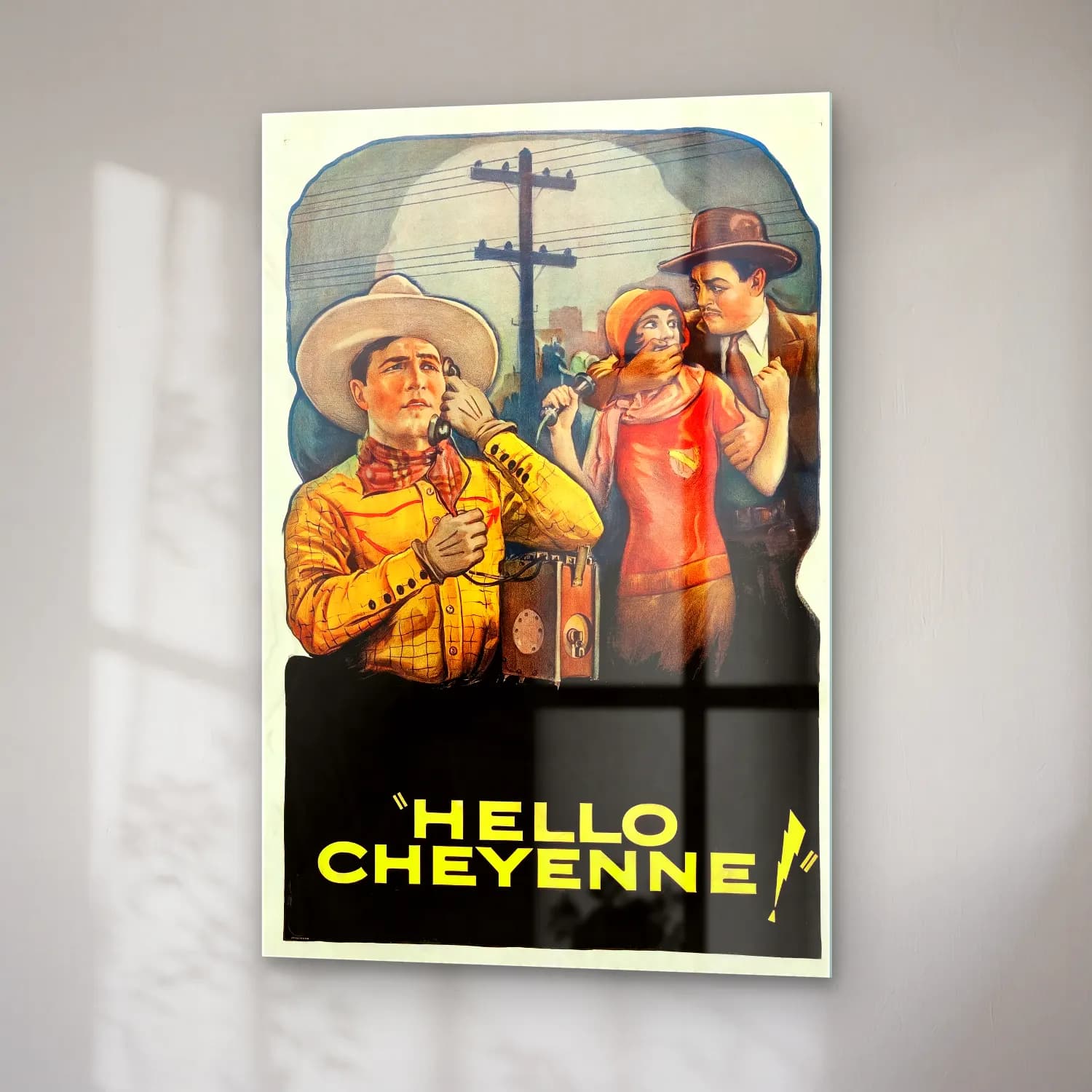 Vintage Poster Yazılı Tasarım No. 65 cam tablo — sağ açıdan görünüm