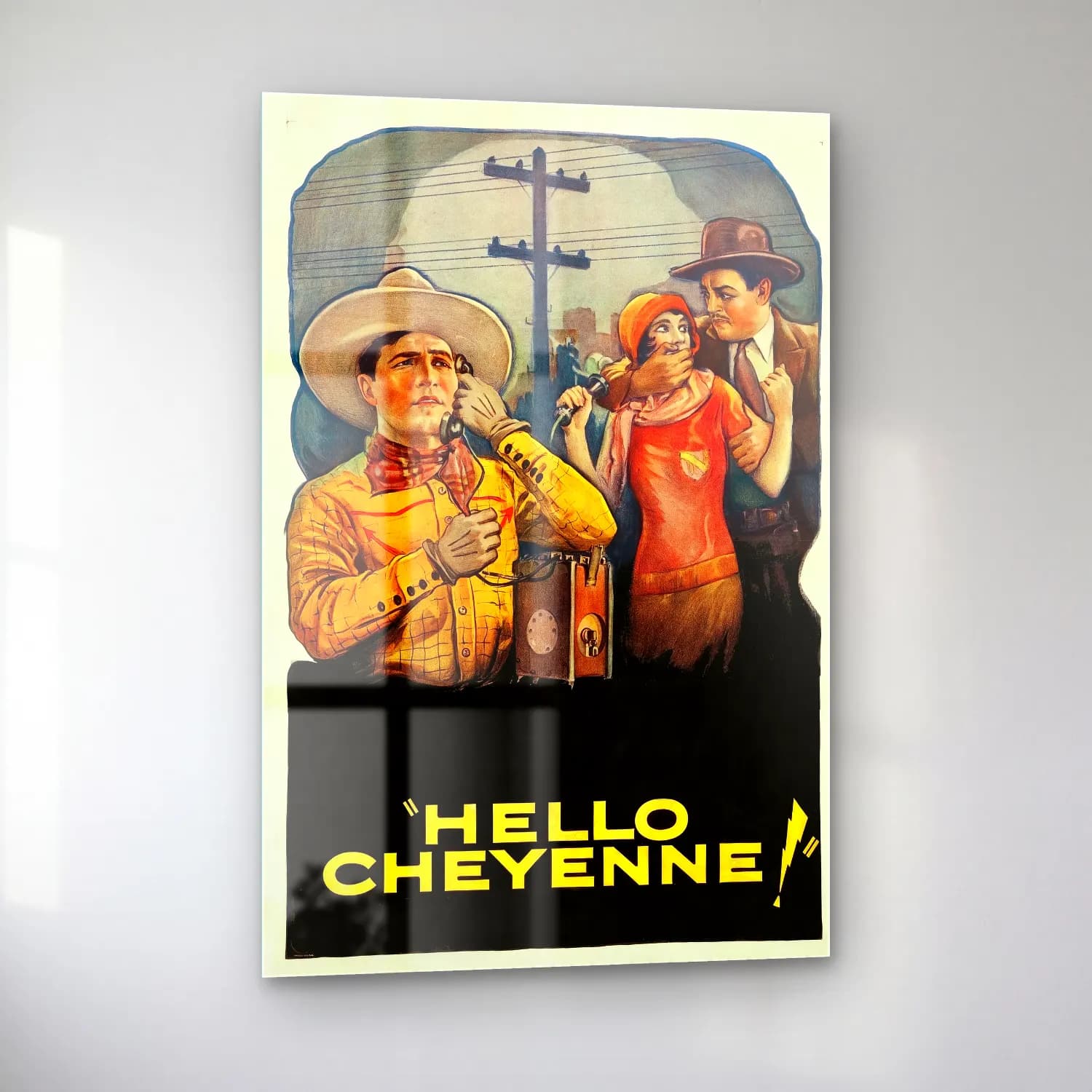 Vintage Poster Yazılı Tasarım No. 65 cam tablo — sol açıdan görünüm