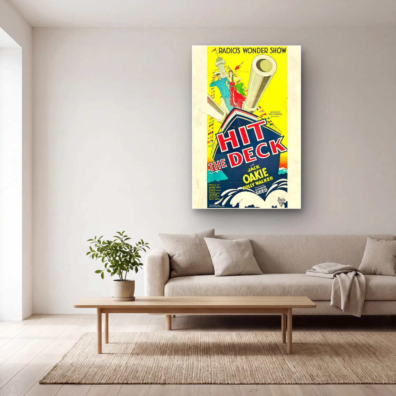 Vintage Poster Yelken Yarışı No. 2 cam tablo — açık renk salonda