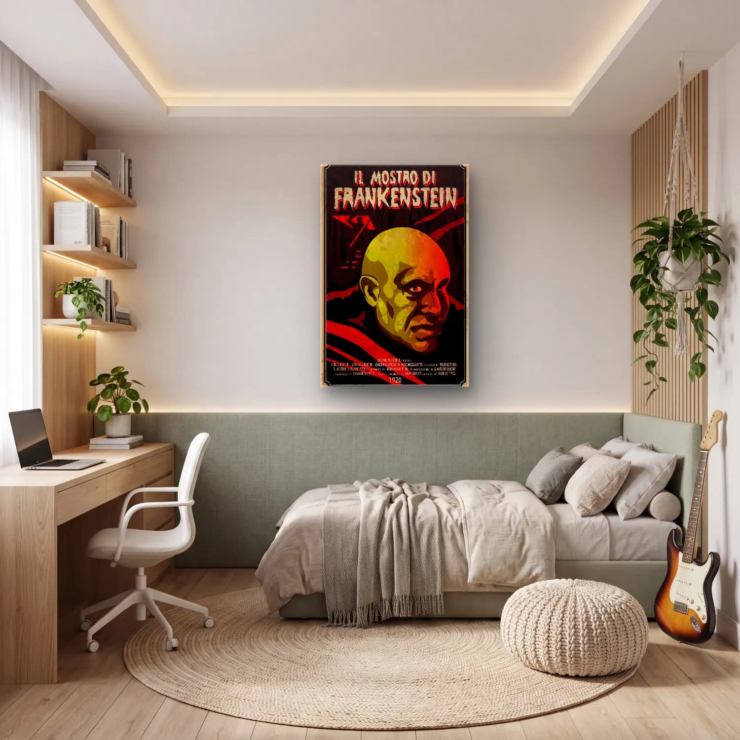 Vintage Poster Erkek Portresi No. 11 cam tablo — genç odasında
