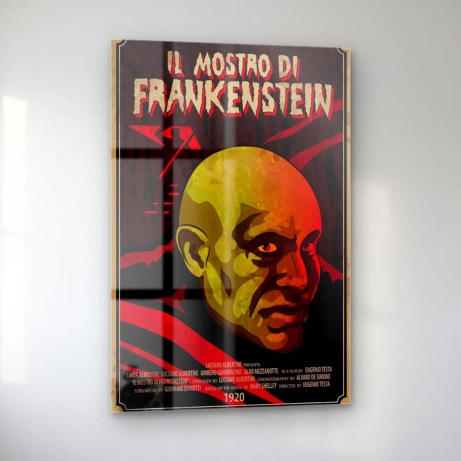 Vintage Poster Erkek Portresi No. 11 cam tablo — sol açıdan görünüm