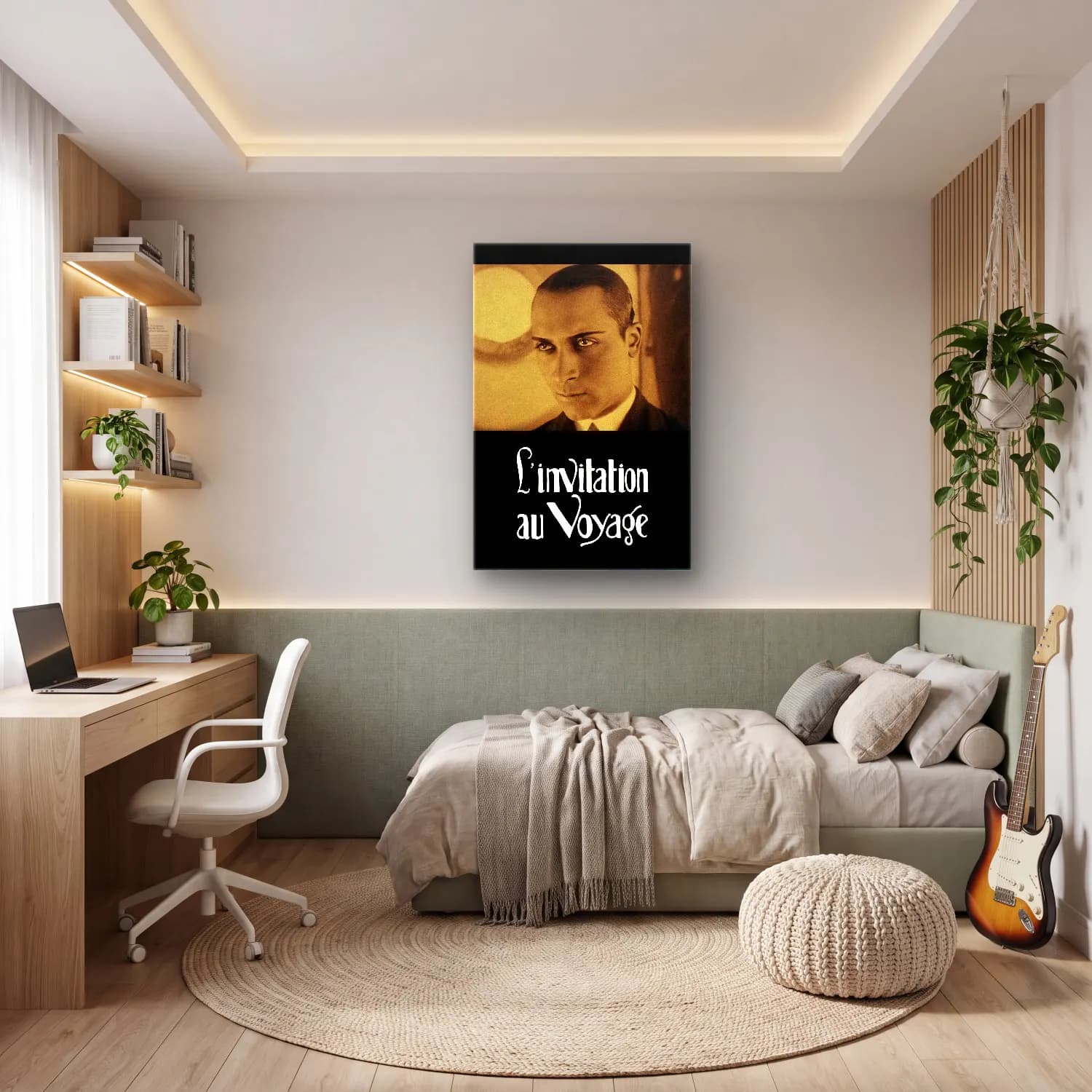 Vintage Poster Erkek Portresi No. 12 cam tablo — genç odasında