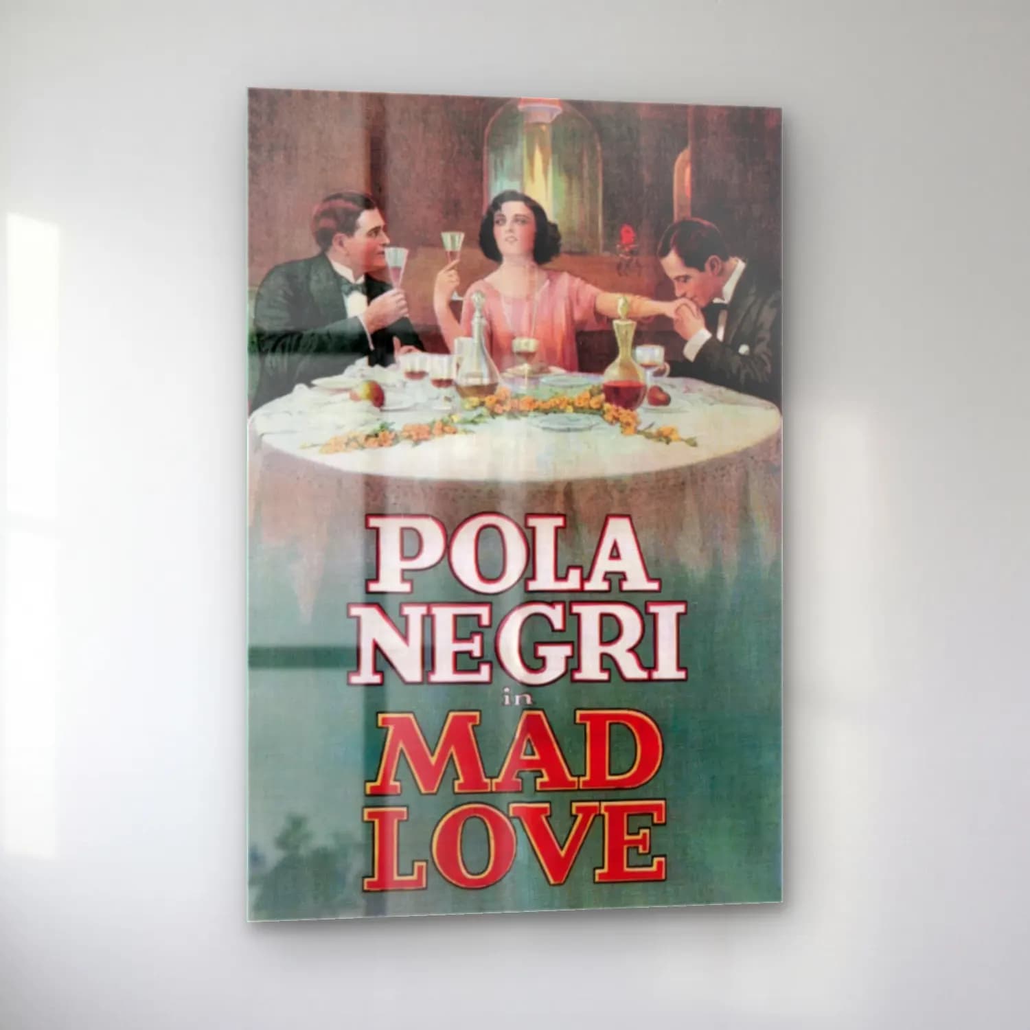 Vintage Poster Kadeh Şarap No. 12 cam tablo — sol açıdan görünüm