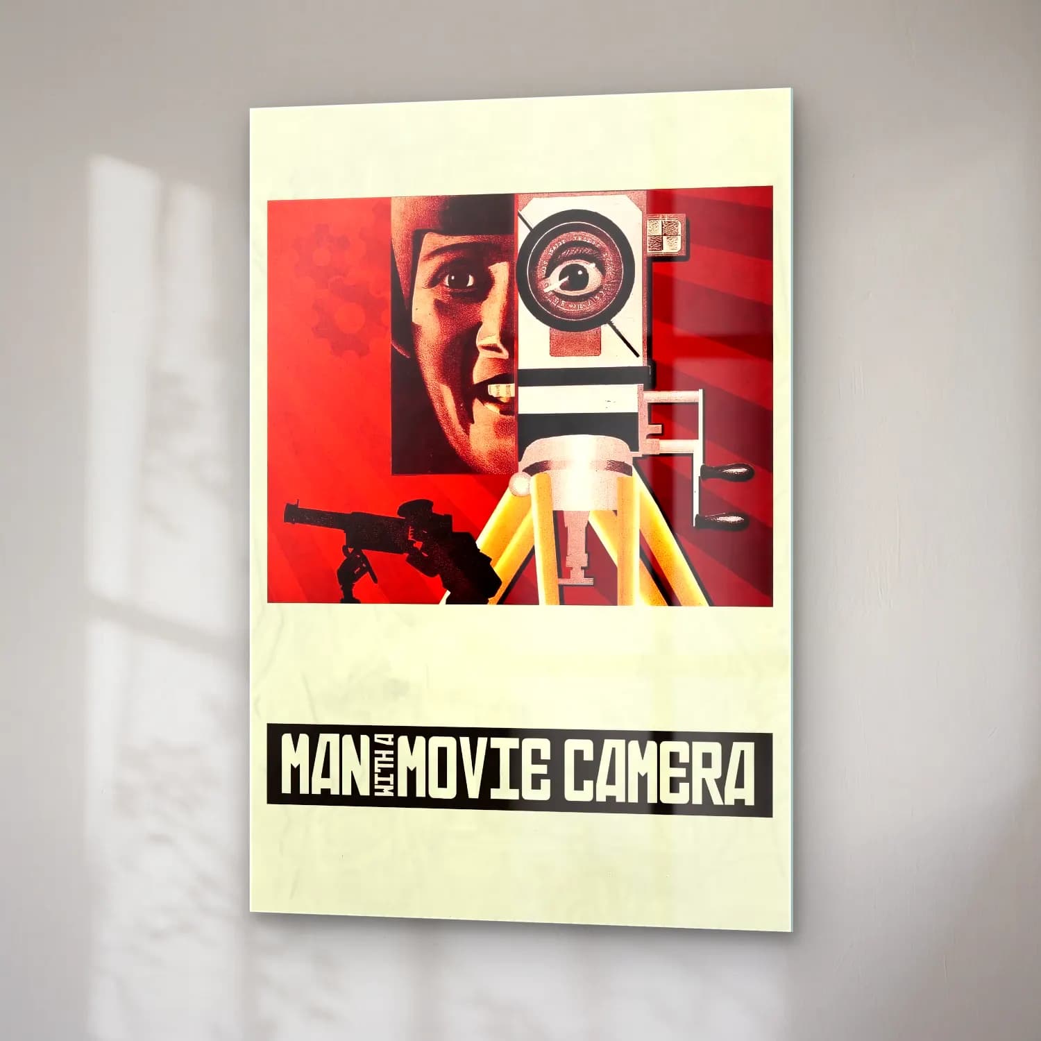 Vintage Poster Fotoğraf Makinesi – Turuncu Tonlar cam tablo — sağ açıdan görünüm