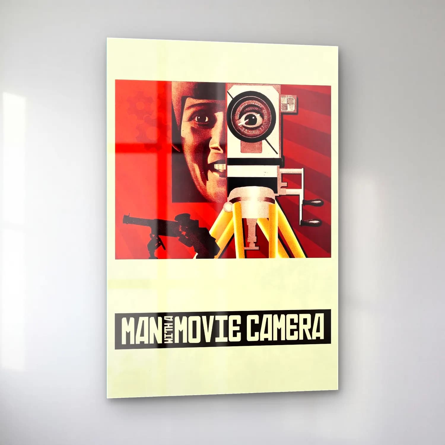 Vintage Poster Fotoğraf Makinesi – Turuncu Tonlar cam tablo — sol açıdan görünüm