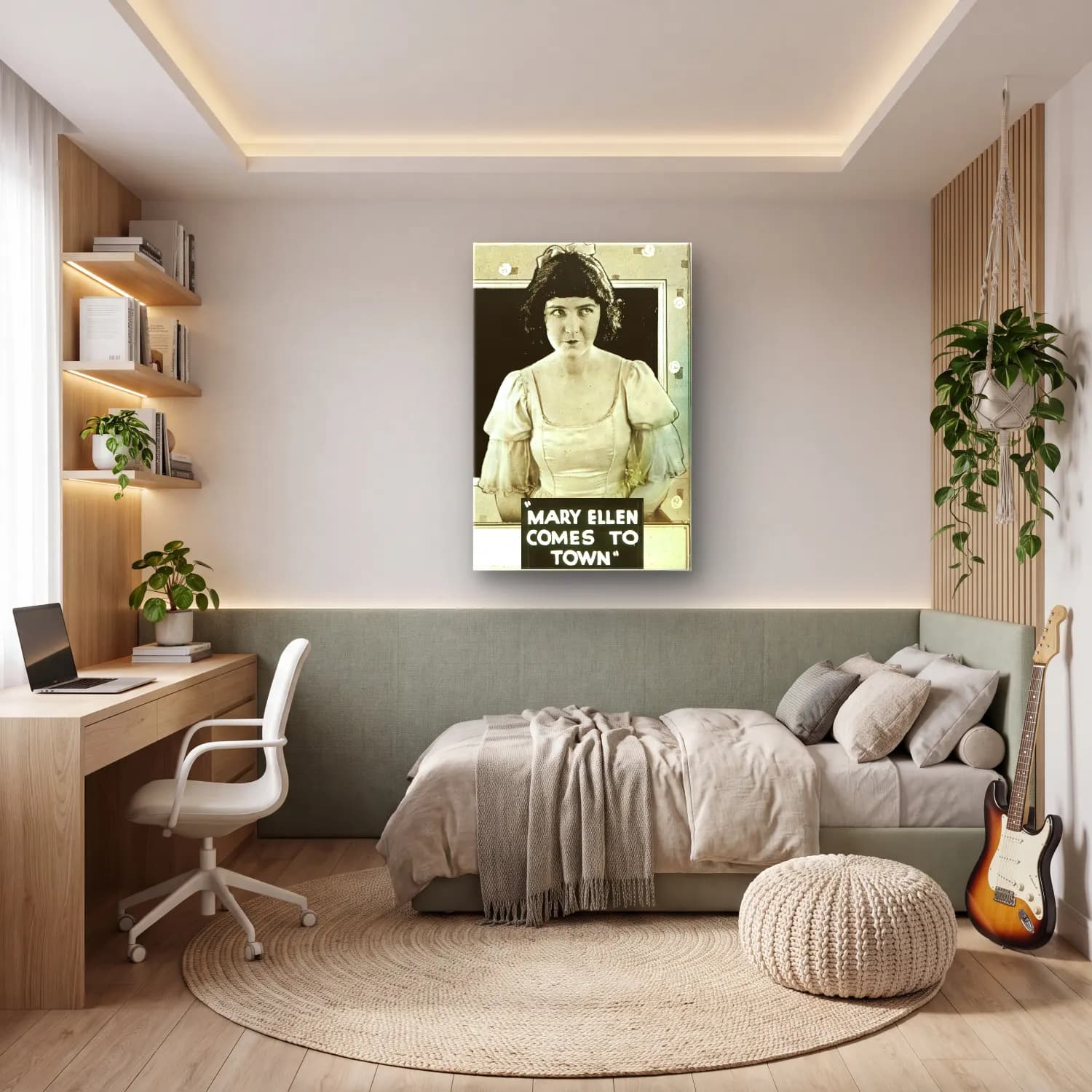 Vintage Poster Elbiseli Kadın No. 39 cam tablo — genç odasında