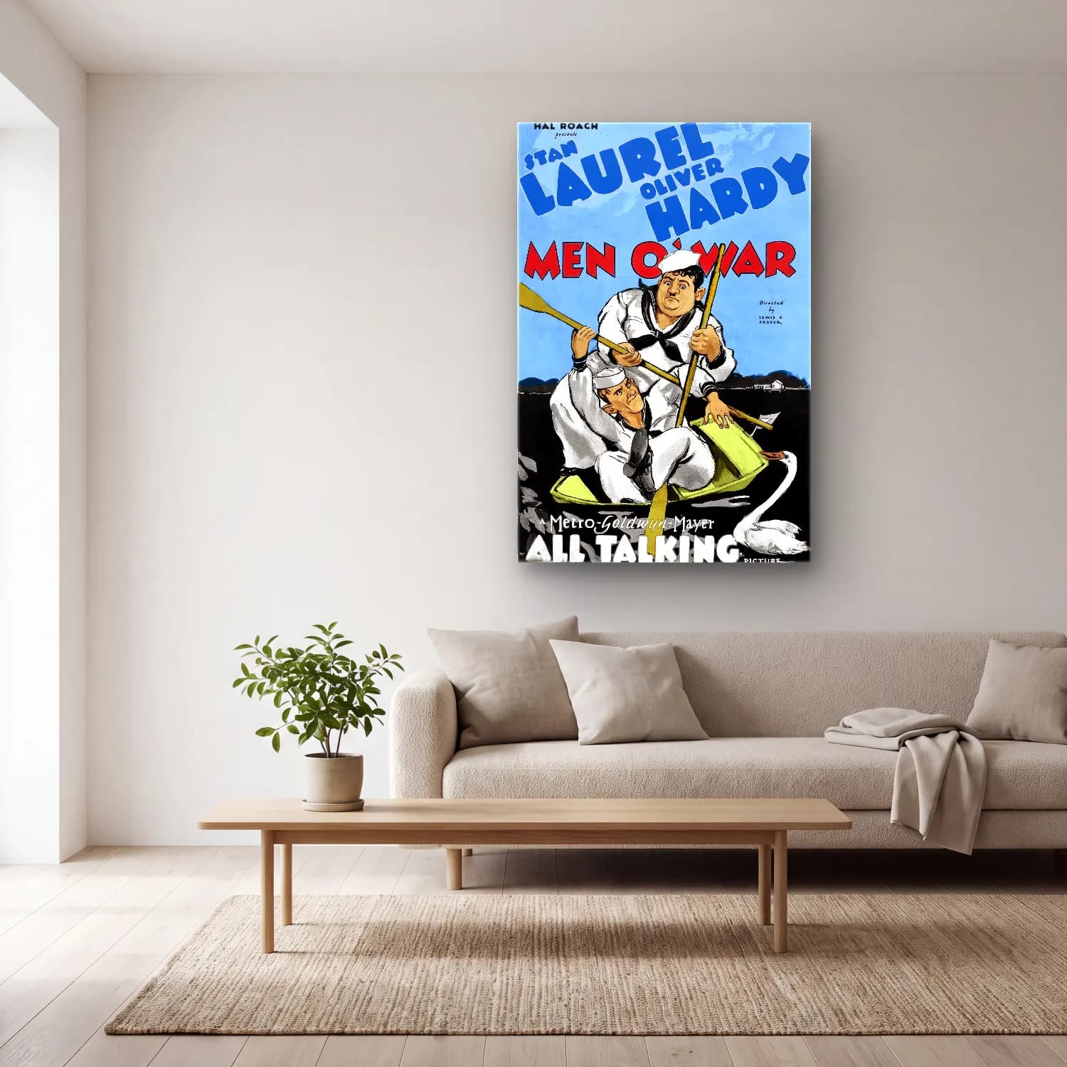 Vintage Poster Savaş Sahnesi – Siyah Beyaz Tonlar cam tablo — açık renk salonda