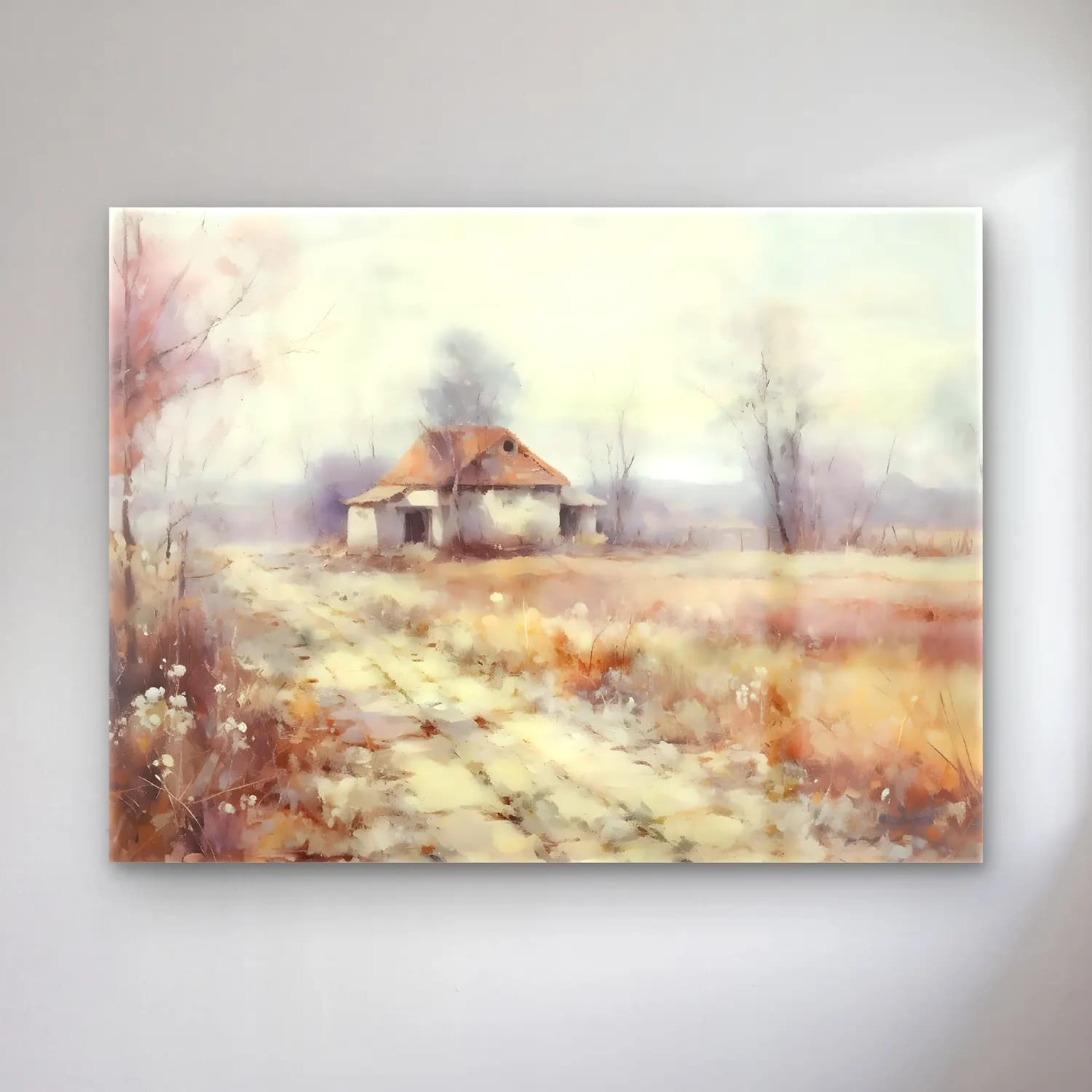 Suluboya Kır Evi No. 50 cam tablo — Suluboya Kır Evi No. 50 — suluboya kır evi