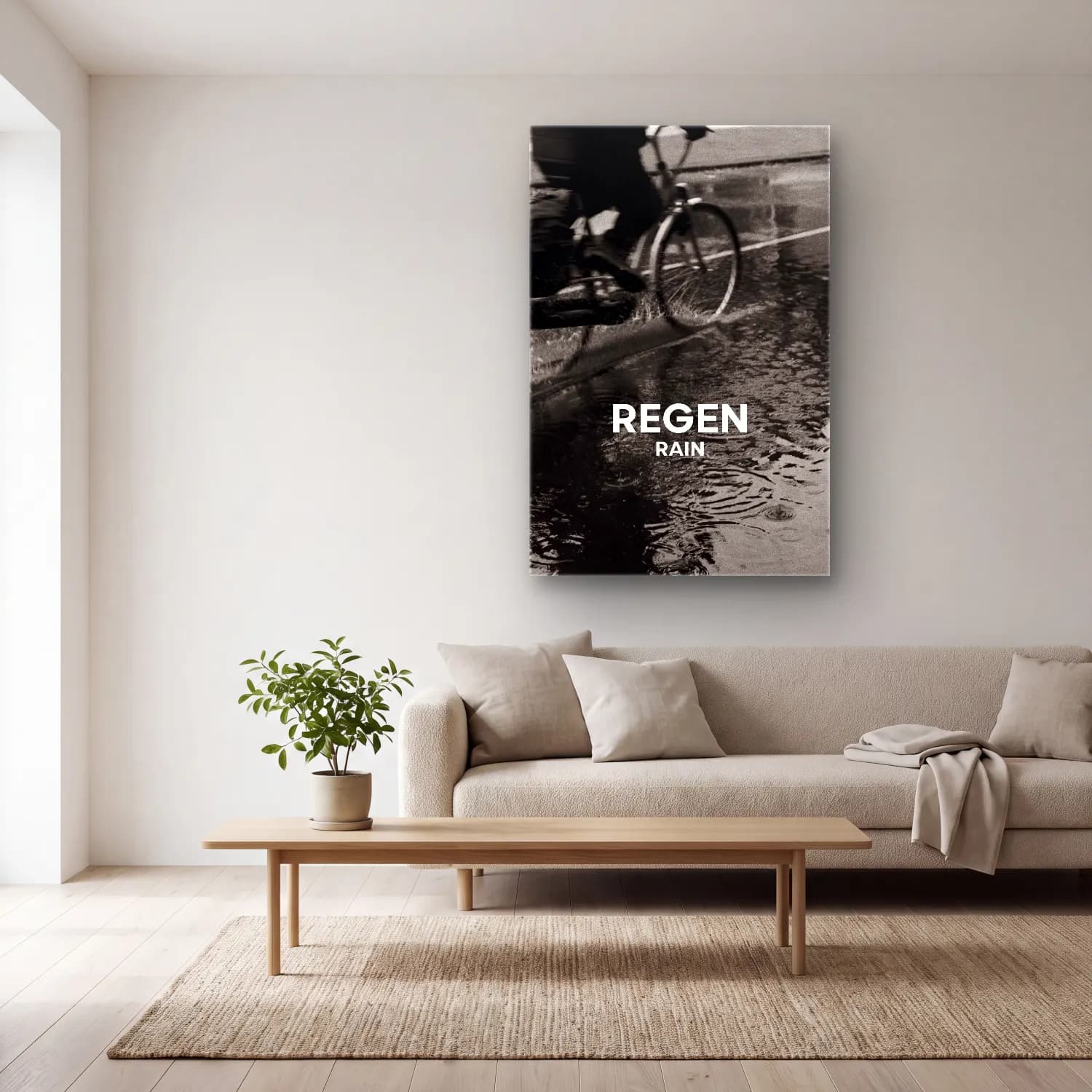 Vintage Poster Bisiklet No. 5 cam tablo — açık renk salonda