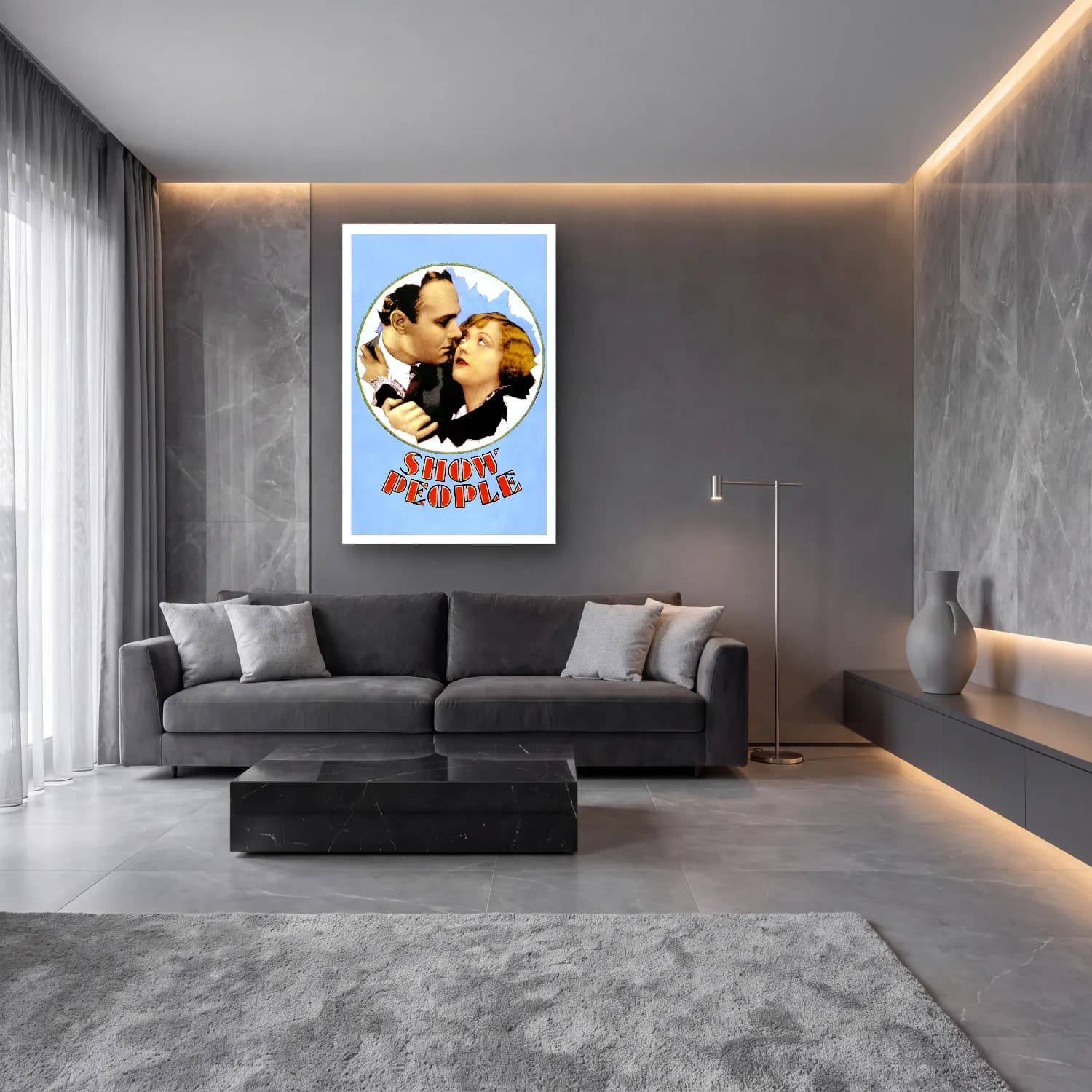 Vintage Poster Sahilde İnsanlar No. 5 cam tablo — lüks salon duvarında
