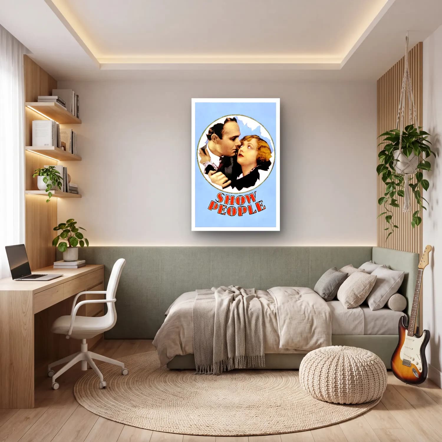 Vintage Poster Sahilde İnsanlar No. 5 cam tablo — genç odasında