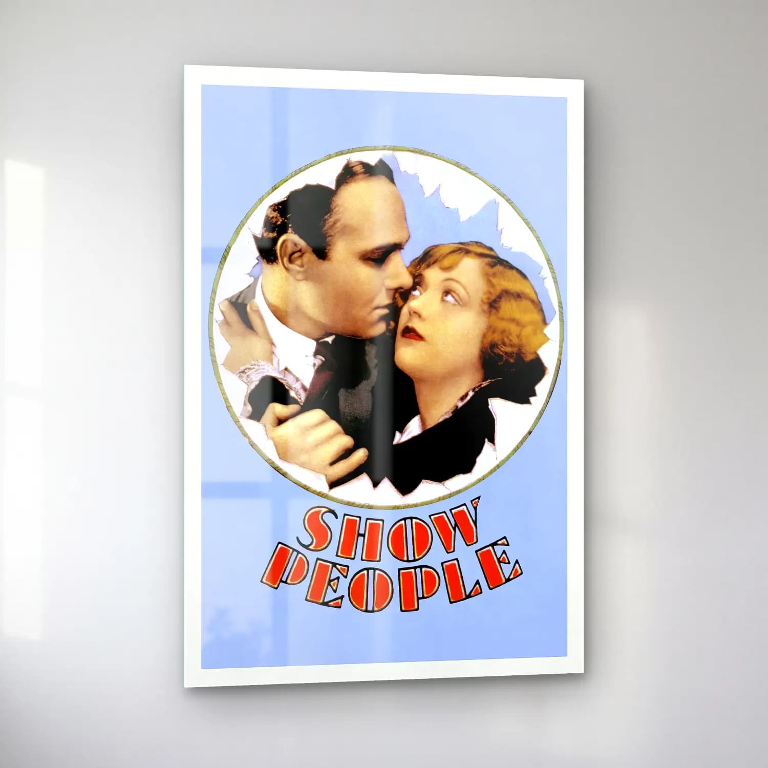 Vintage Poster Sahilde İnsanlar No. 5 cam tablo — sol açıdan görünüm