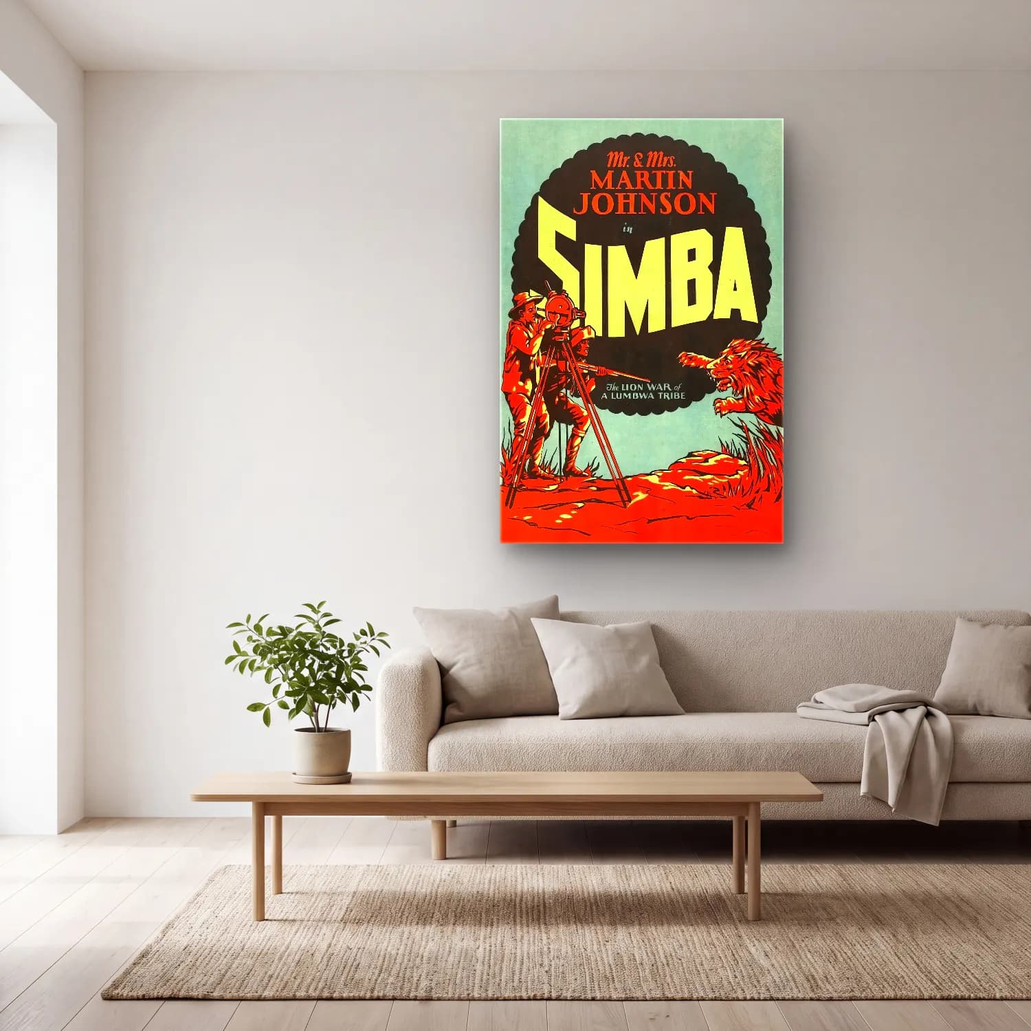 Vintage Poster Savaş Sahnesi No. 8 cam tablo — açık renk salonda