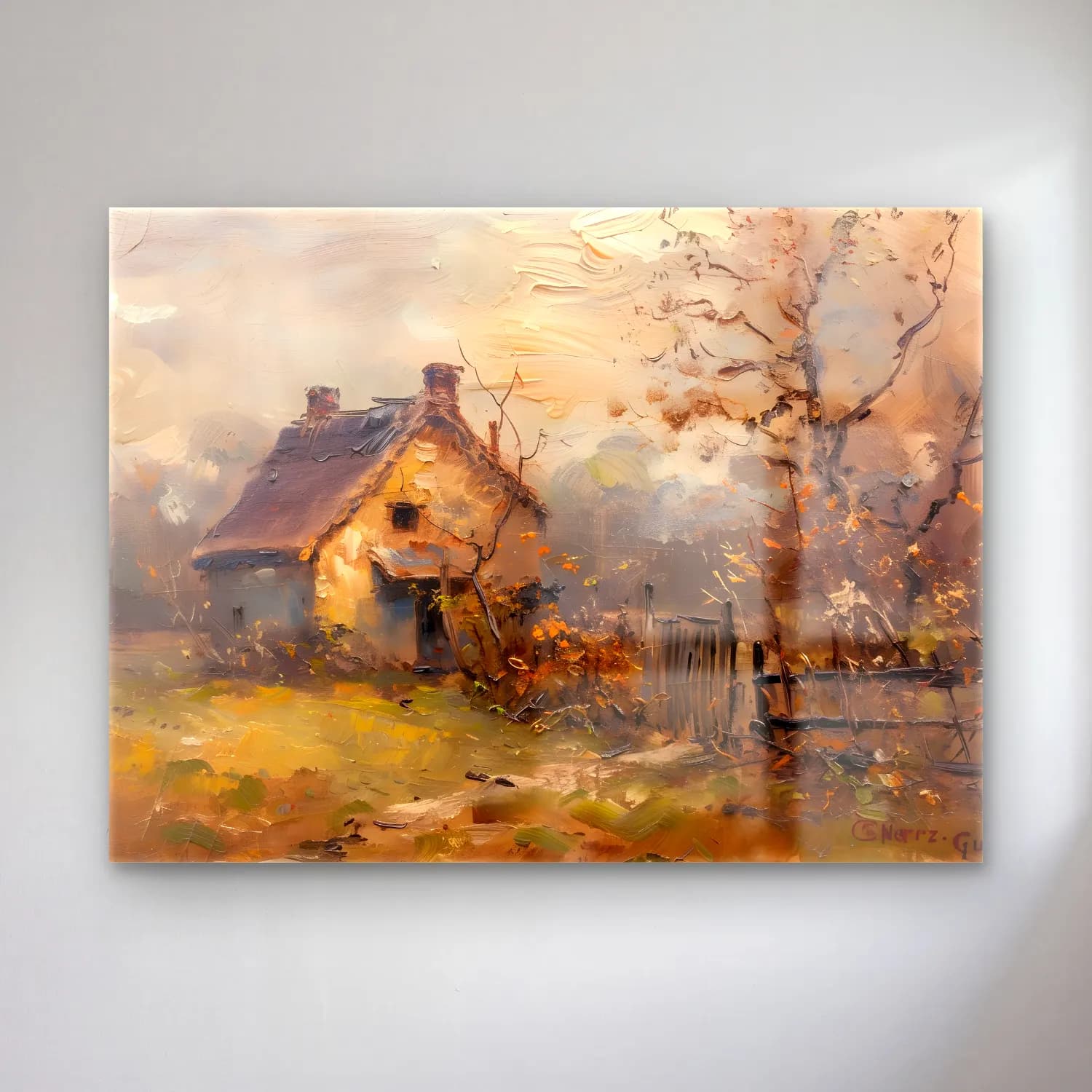 Yağlı Boya Kır Evi No. 55 cam tablo — Yağlı Boya Kır Evi No. 55 — yağlı boya kır evi