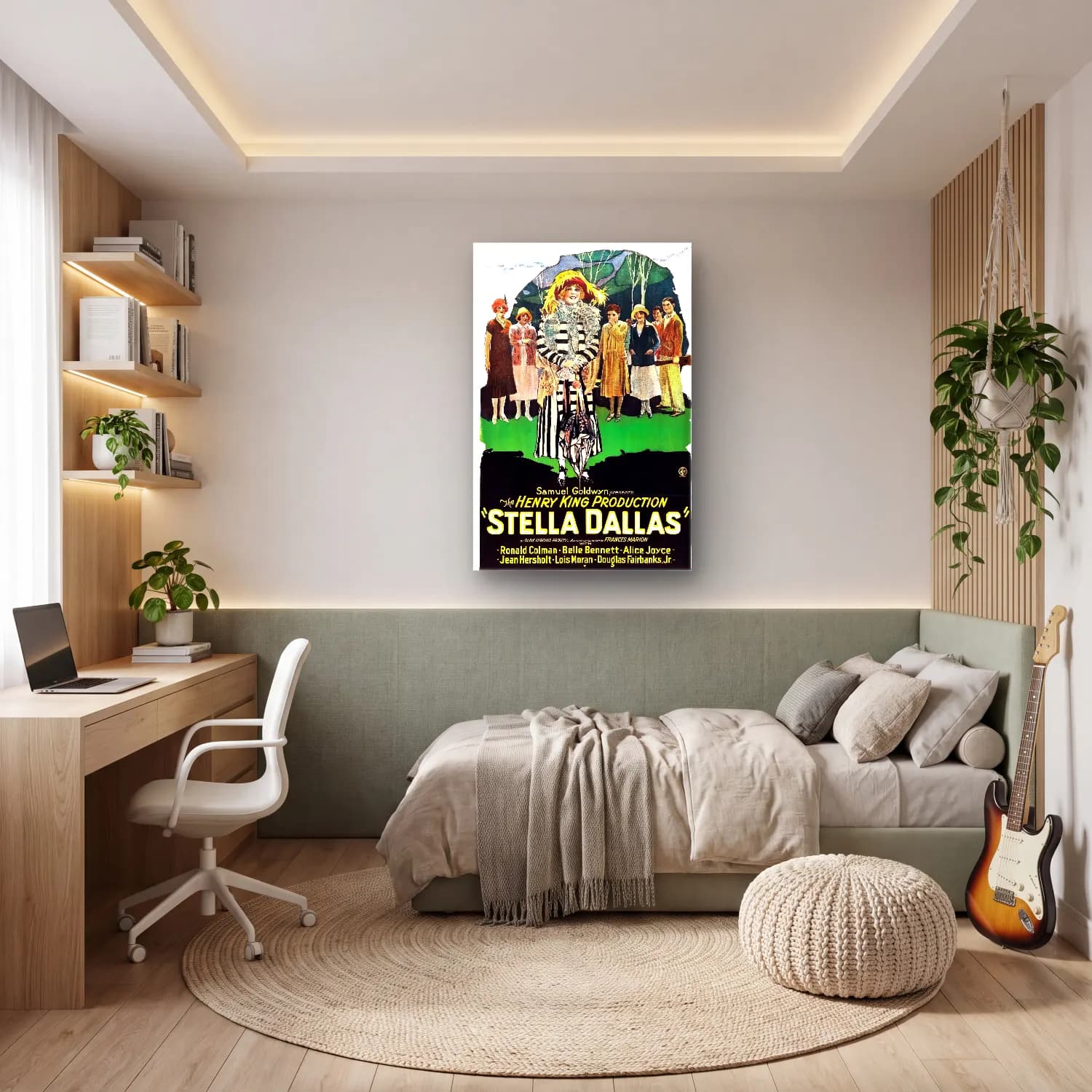 Vintage Poster Elbiseli Kadın No. 40 cam tablo — genç odasında