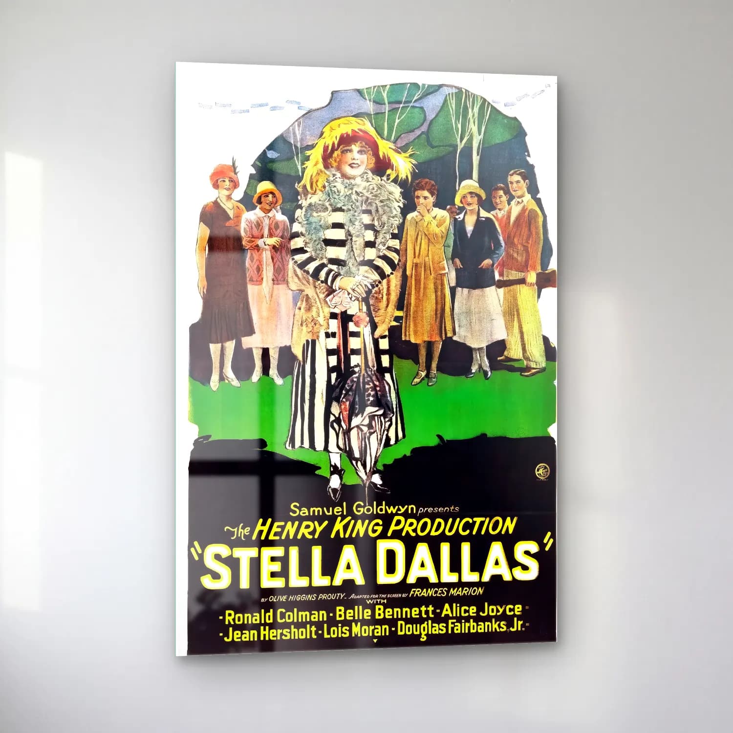 Vintage Poster Elbiseli Kadın No. 40 cam tablo — sol açıdan görünüm