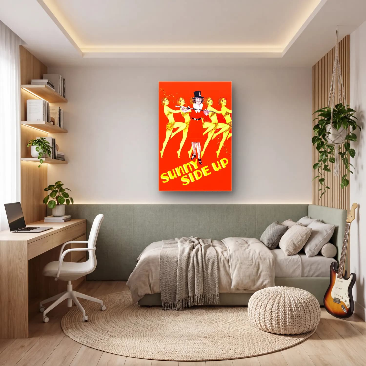 Vintage Poster Elbiseli Kadın No. 41 cam tablo — genç odasında