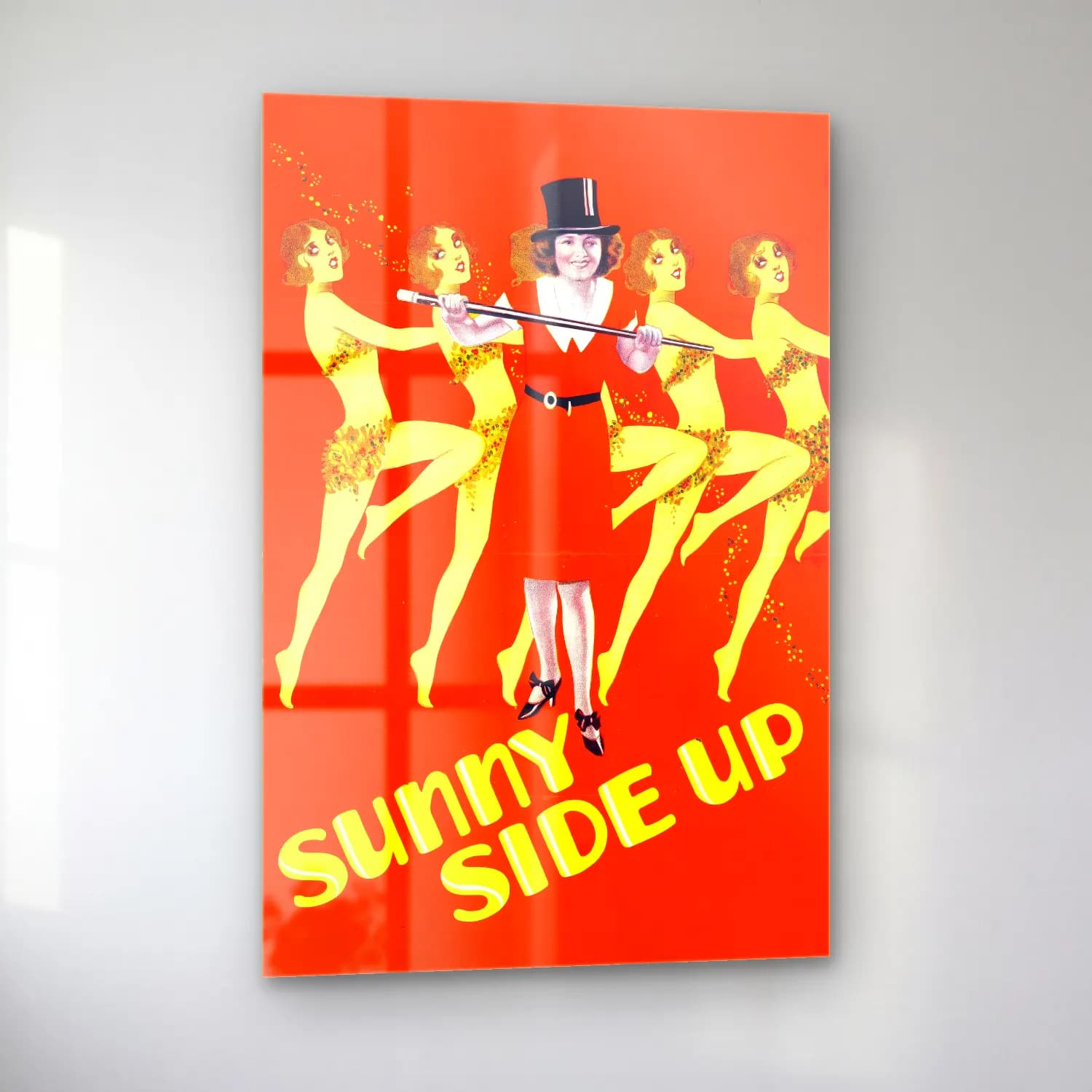 Vintage Poster Elbiseli Kadın No. 41 cam tablo — sol açıdan görünüm