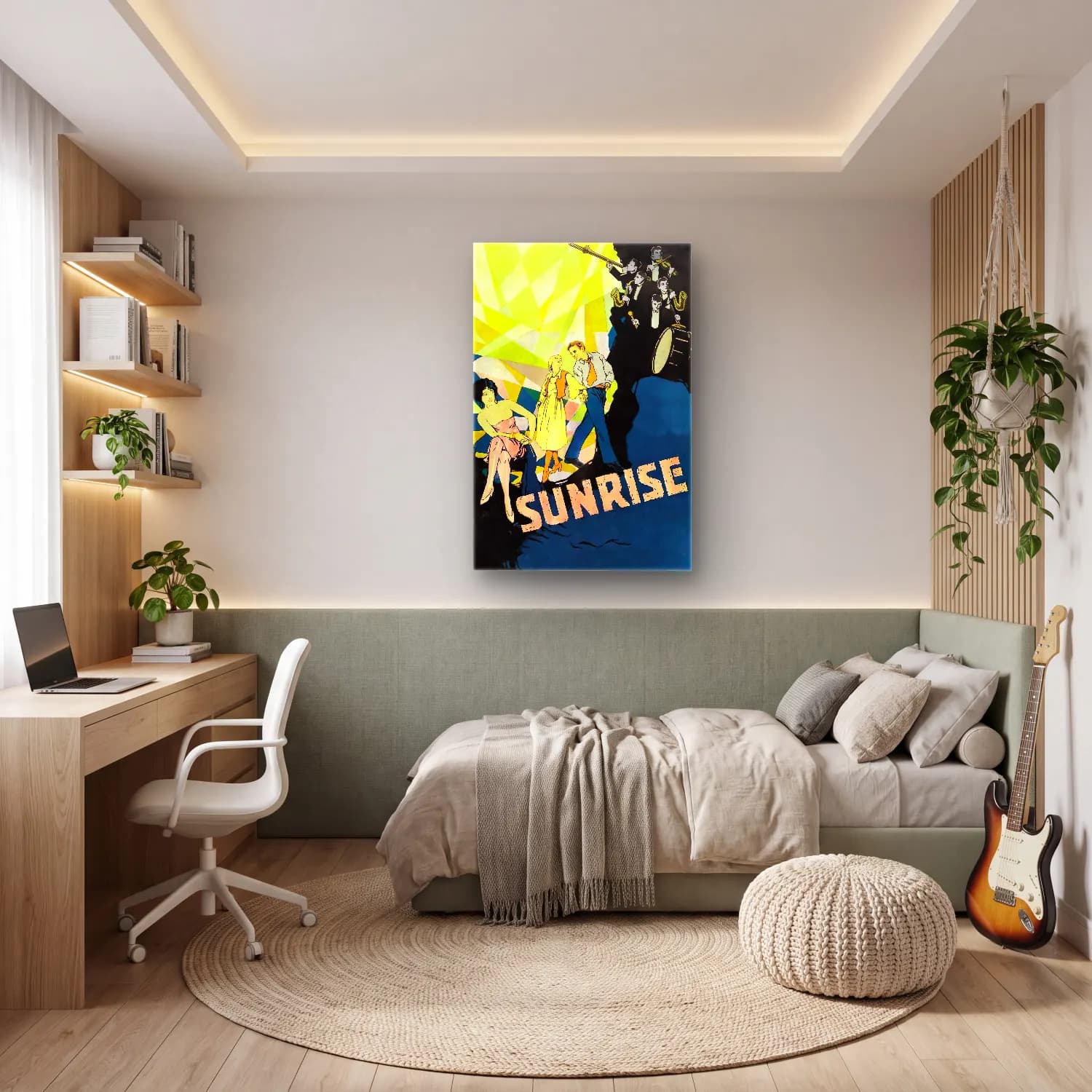 Vintage Poster Güneş ve Gökkuşağı No. 4 cam tablo — genç odasında
