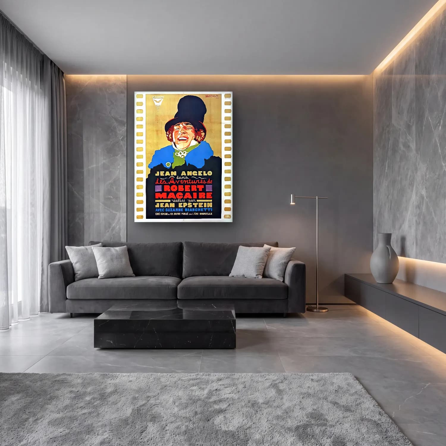 Vintage Poster Erkek Portresi No. 14 cam tablo — lüks salon duvarında