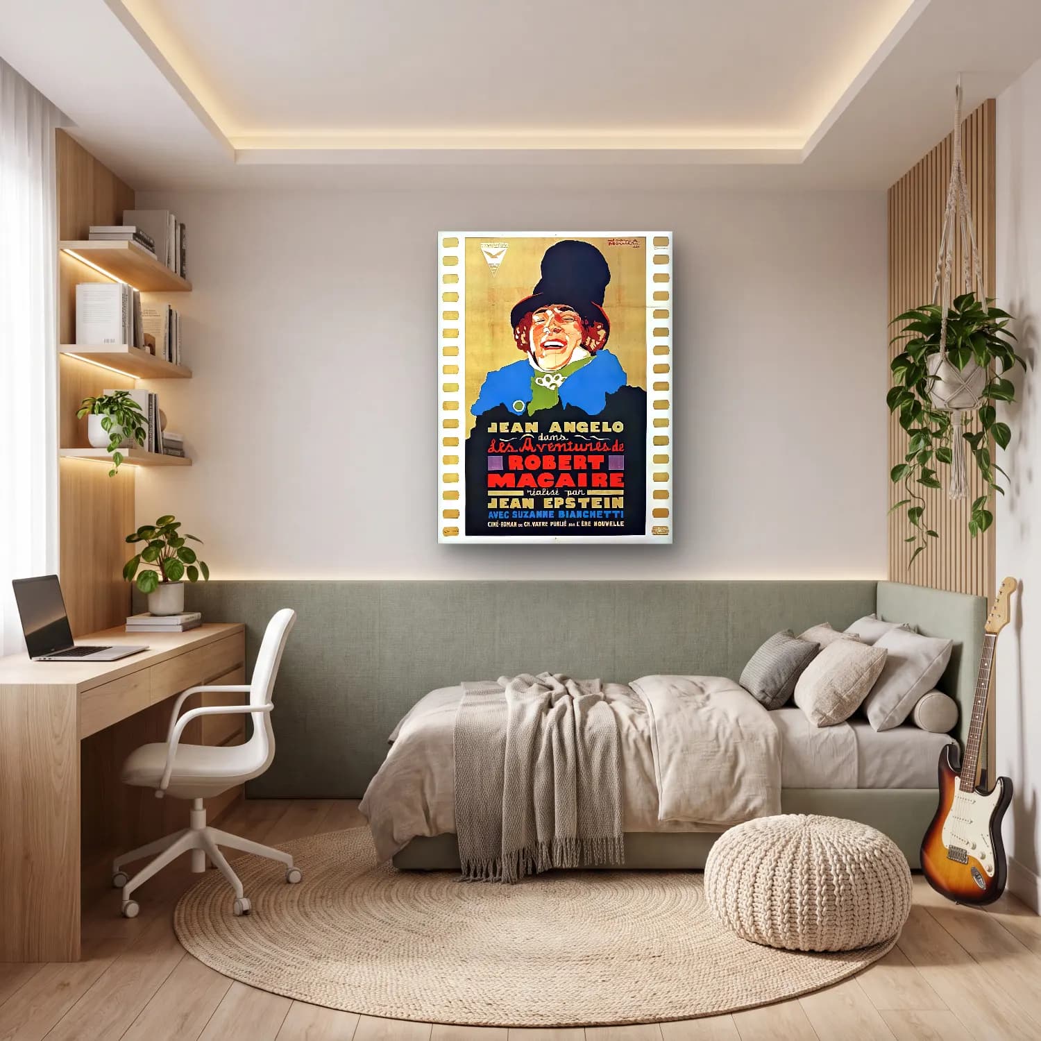 Vintage Poster Erkek Portresi No. 14 cam tablo — genç odasında