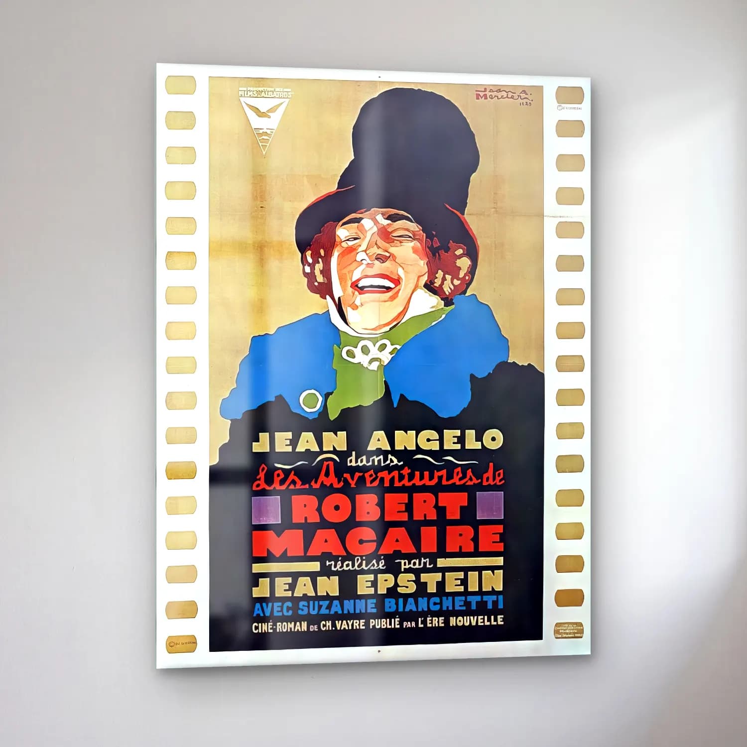 Vintage Poster Erkek Portresi No. 14 cam tablo — sol açıdan görünüm