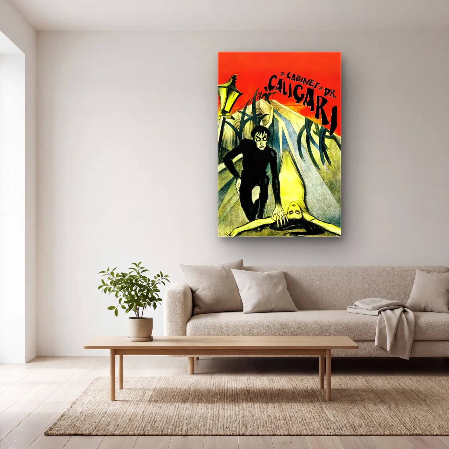 Vintage Poster Erkek Portresi No. 15 cam tablo — açık renk salonda