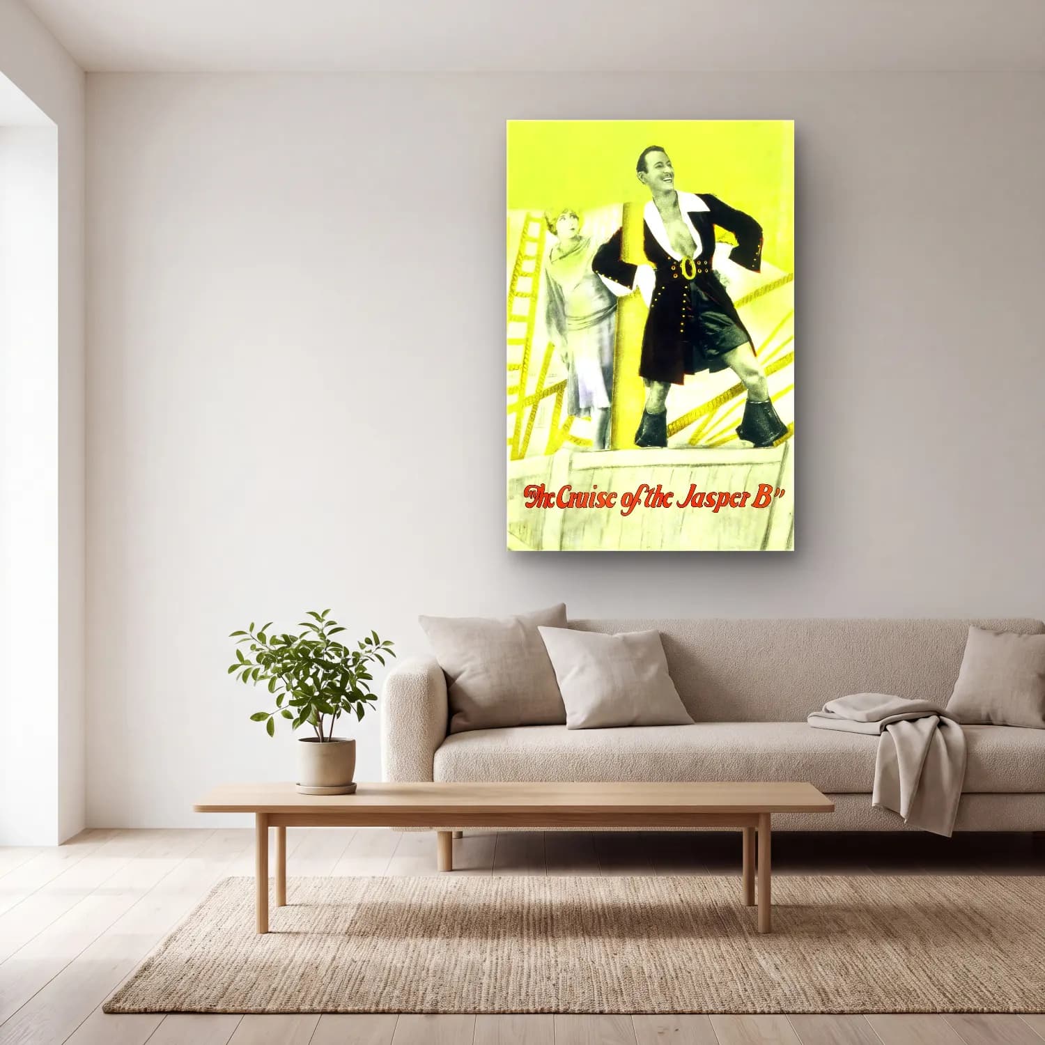 Vintage Poster Moda İllüstrasyonu No. 9 cam tablo — açık renk salonda