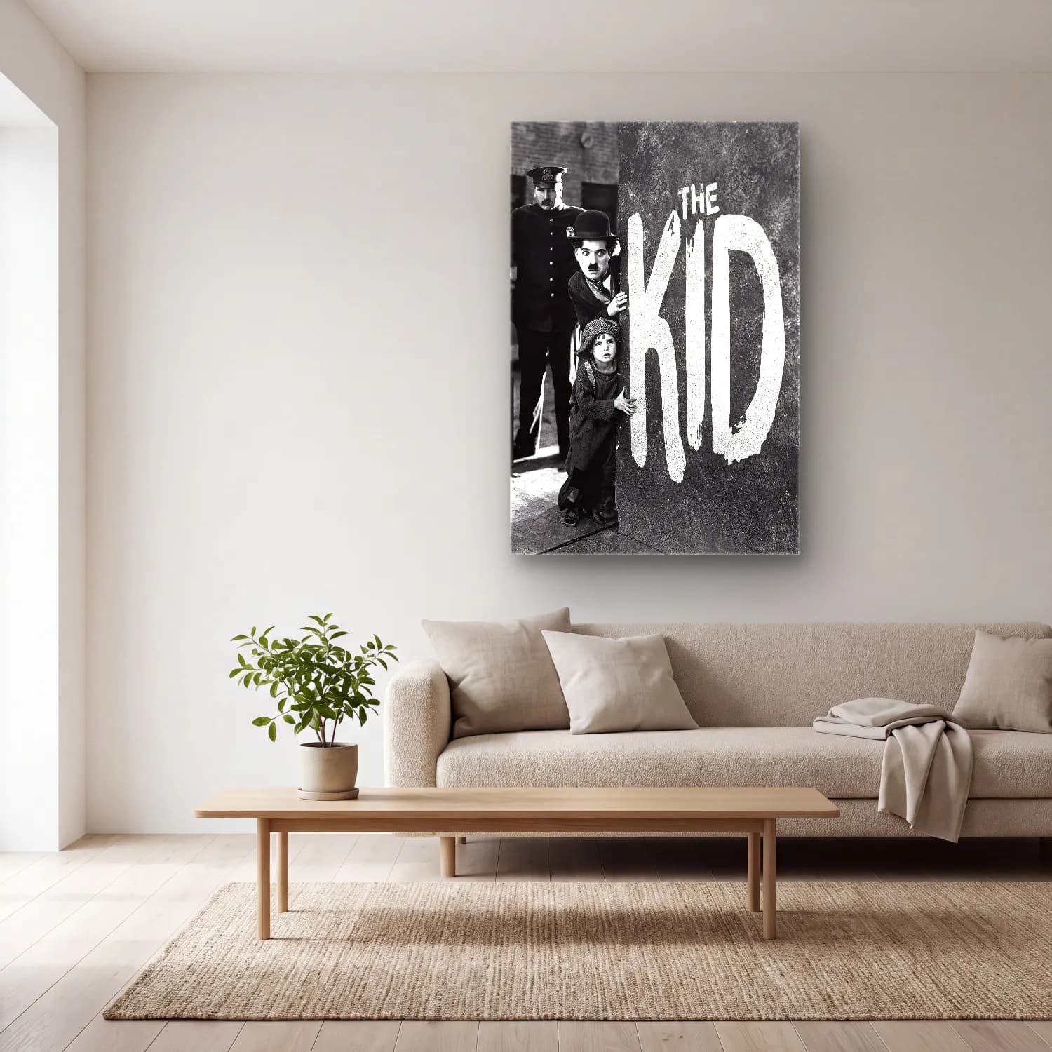 Vintage Poster Kalabalık Cadde No. 6 cam tablo — açık renk salonda